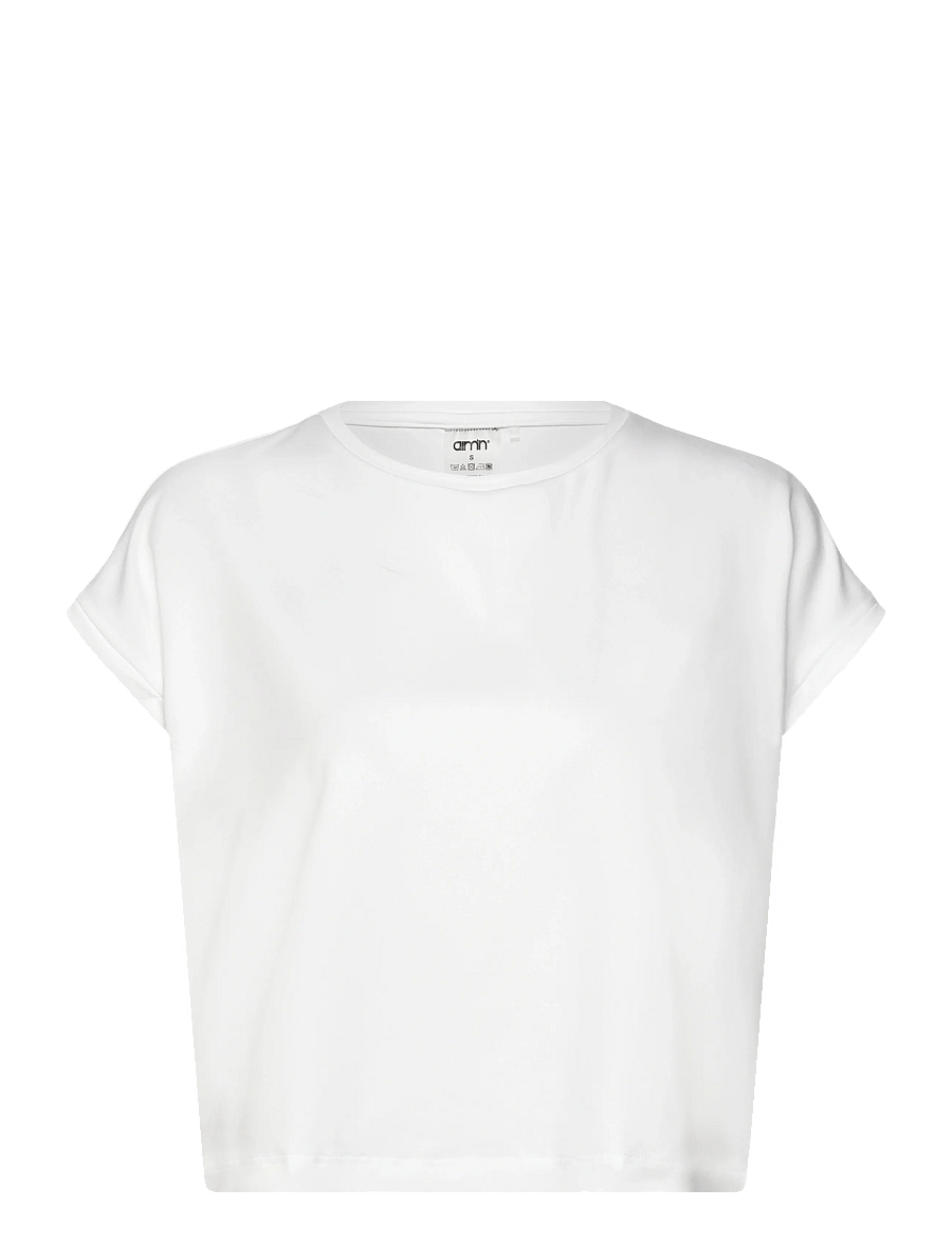 aim´n - Soft Basic Roll Sleeve Top - t-särgid - white - 0