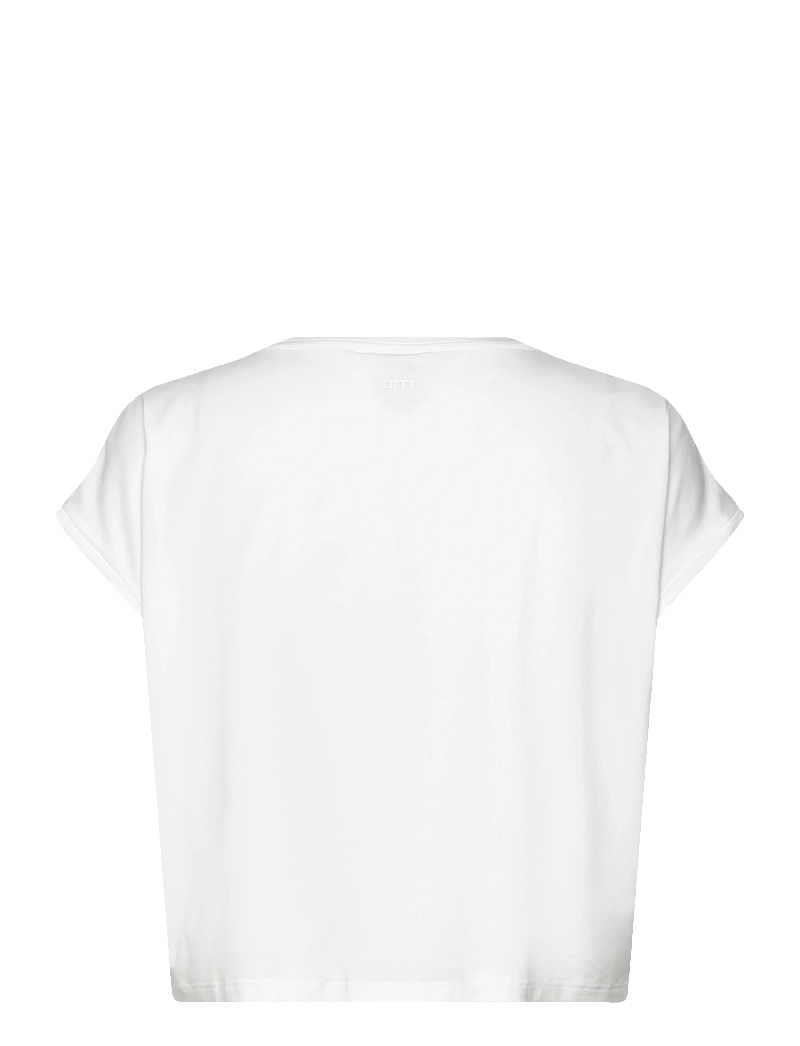 aim´n - Soft Basic Roll Sleeve Top - t-särgid - white - 1
