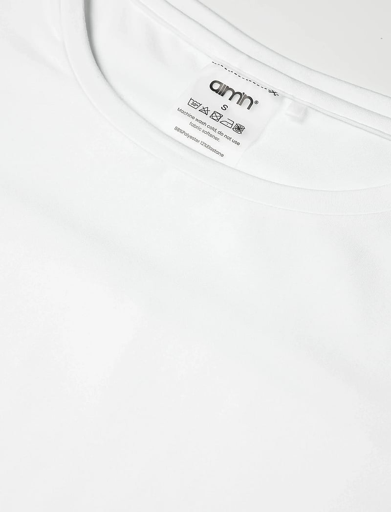 aim´n - Soft Basic Roll Sleeve Top - t-särgid - white - 2