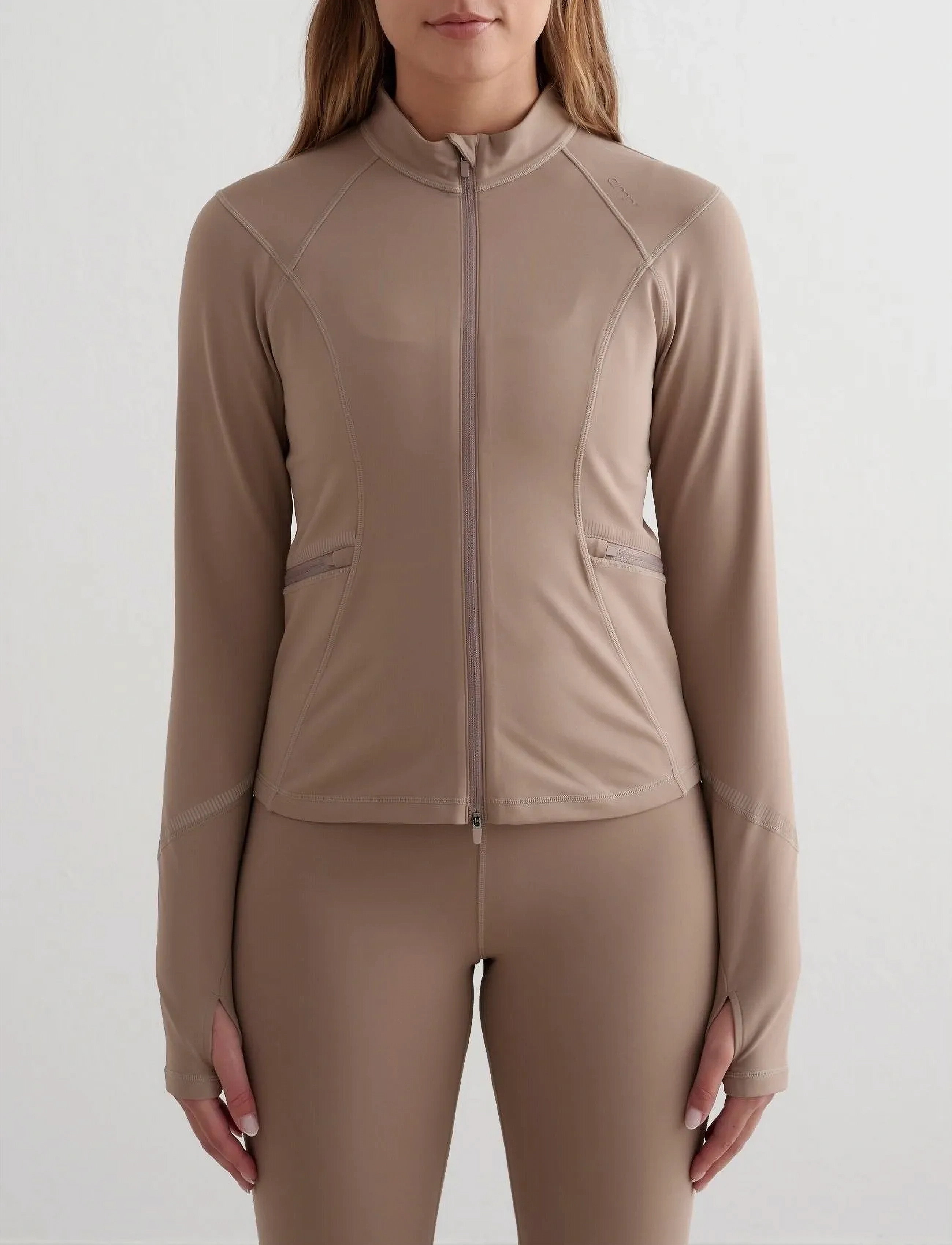 aim ́n Reflective Warming Zip Jacket, Kvinder, Træningsjakke, Beige, Str: M
