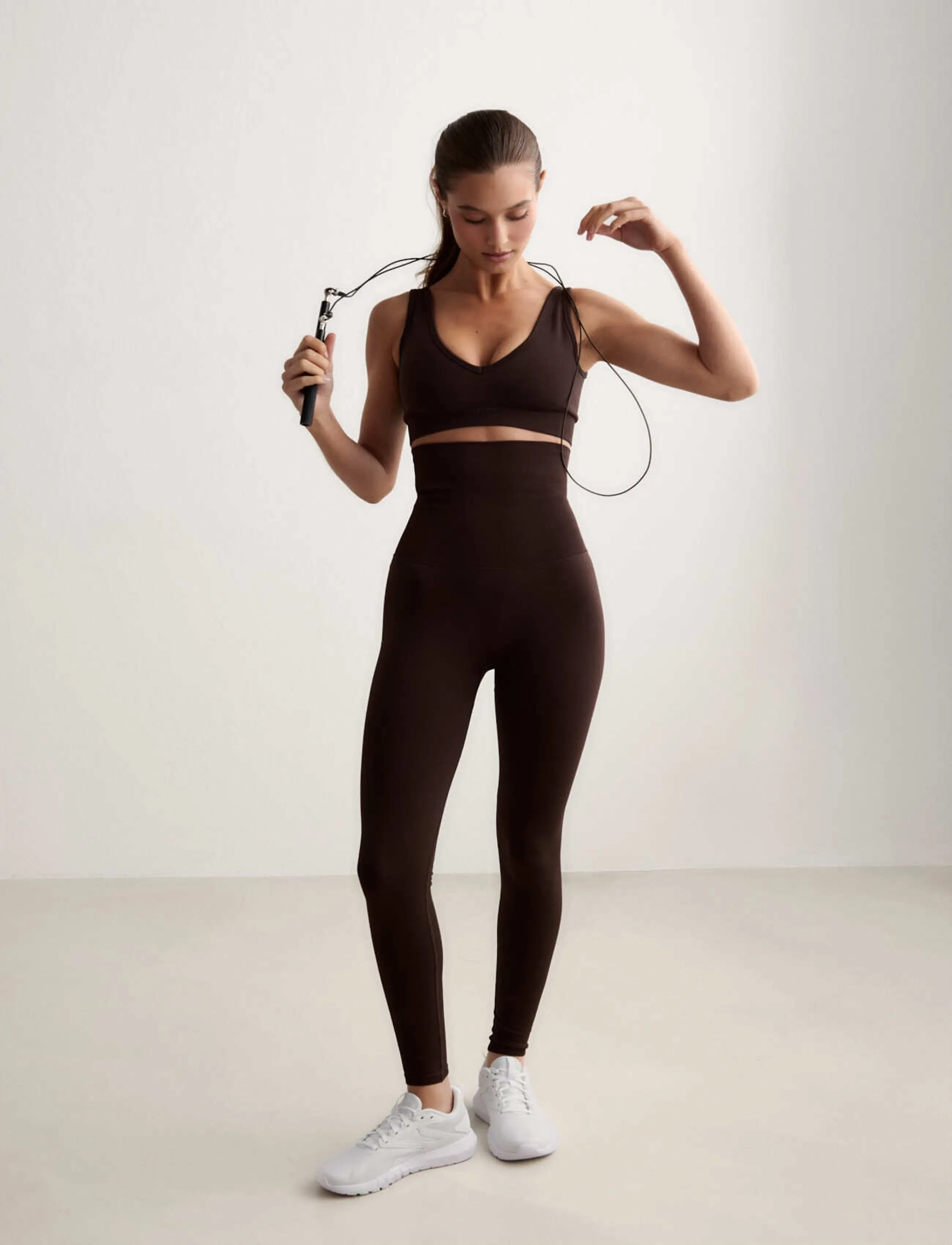 aim ́n Shape Seamless Core Control Tights, Kvinder, Højtaljede Sømløse Kontrol Tights, Brun, Str: L