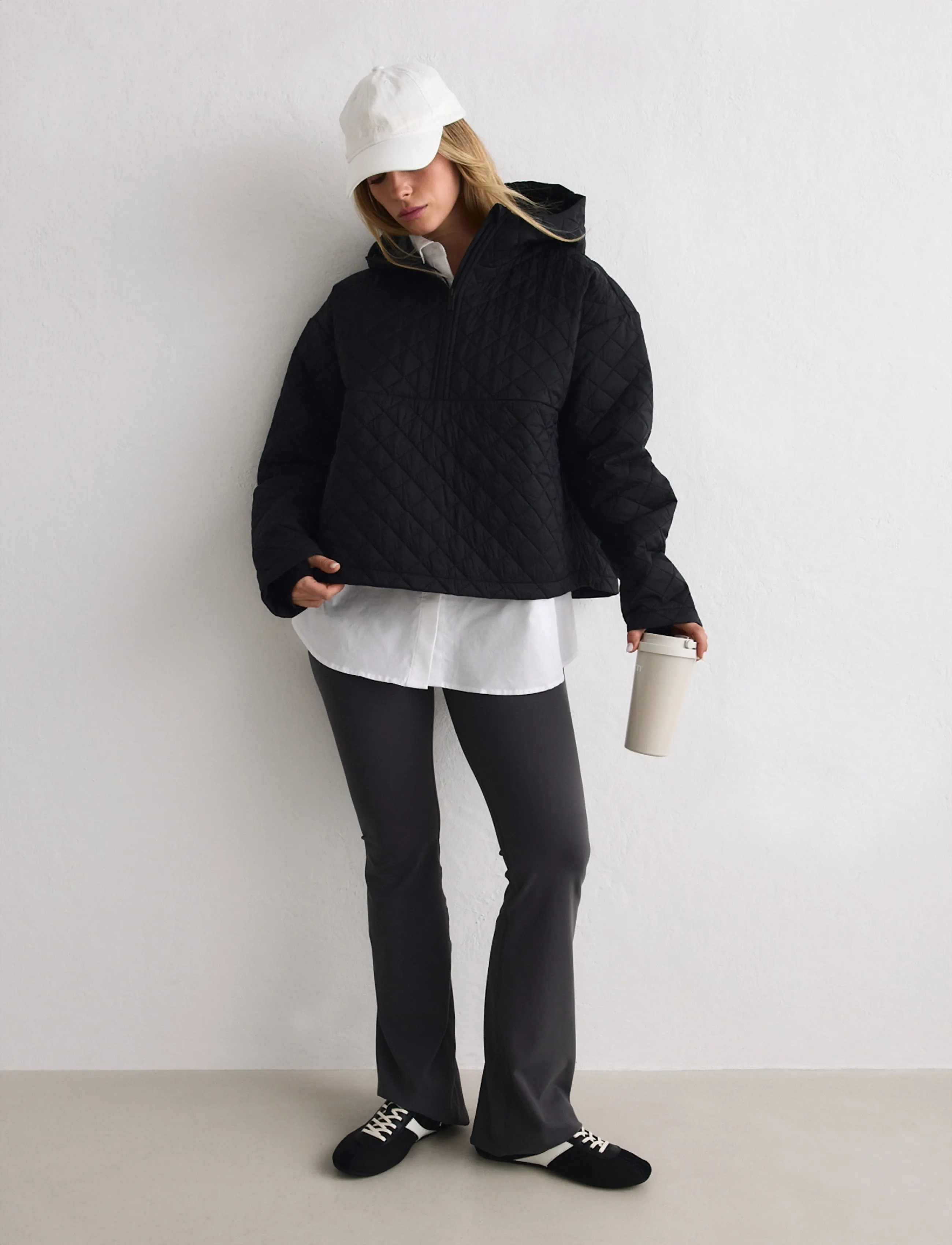 aim ́n Cropped Quilted Anorak, L, Sport Jackets, Schwarz - Anoraks, Frauen