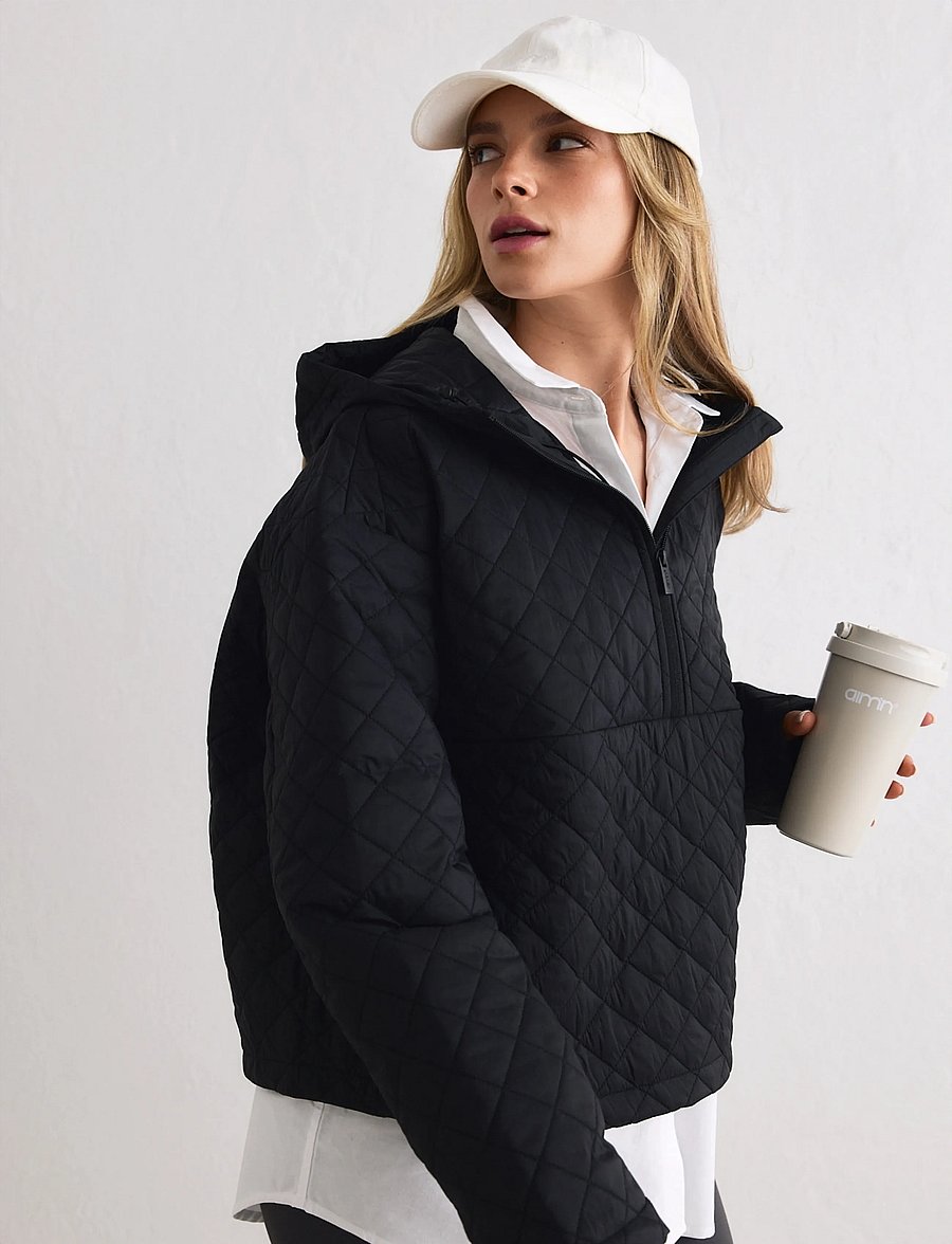 aim´n - Cropped Quilted Anorak - anorak stila jakas - black - 4