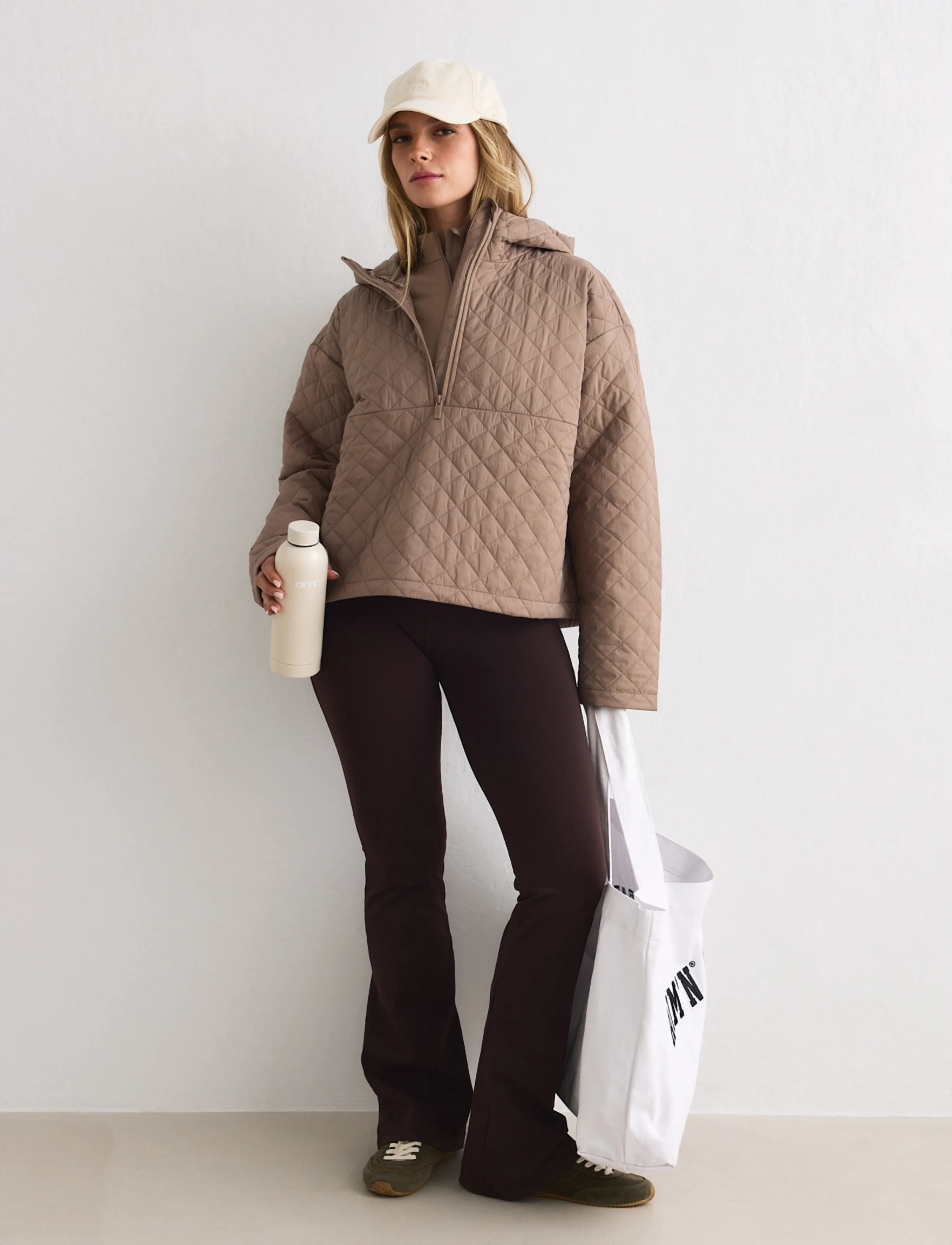 aim´n - Cropped Quilted Anorak - vinterjackor - espresso - 3