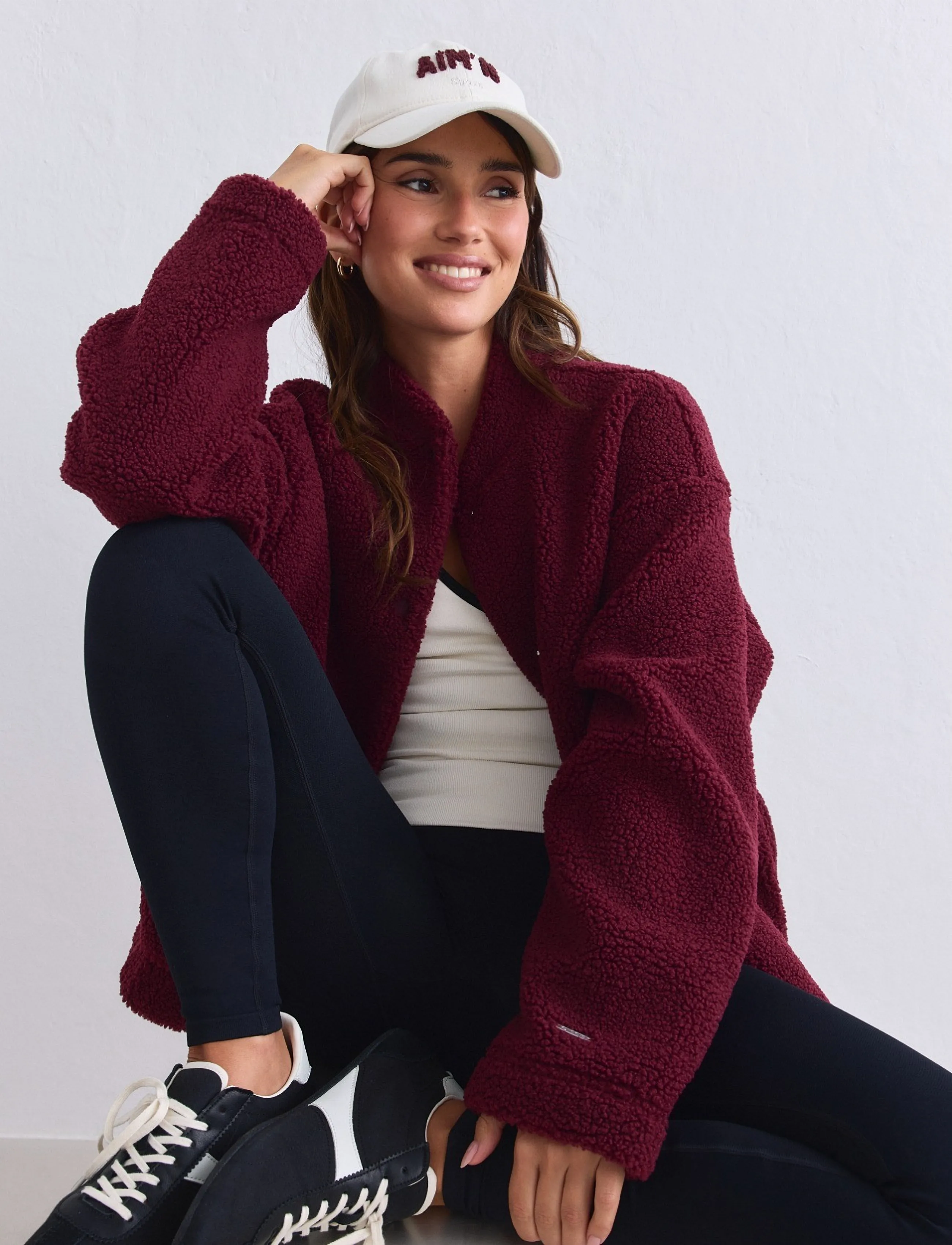aim ́n Pile Coach Jacket, M, Burgundy, Sport Jackets > Sport Casual Jackets, Dame