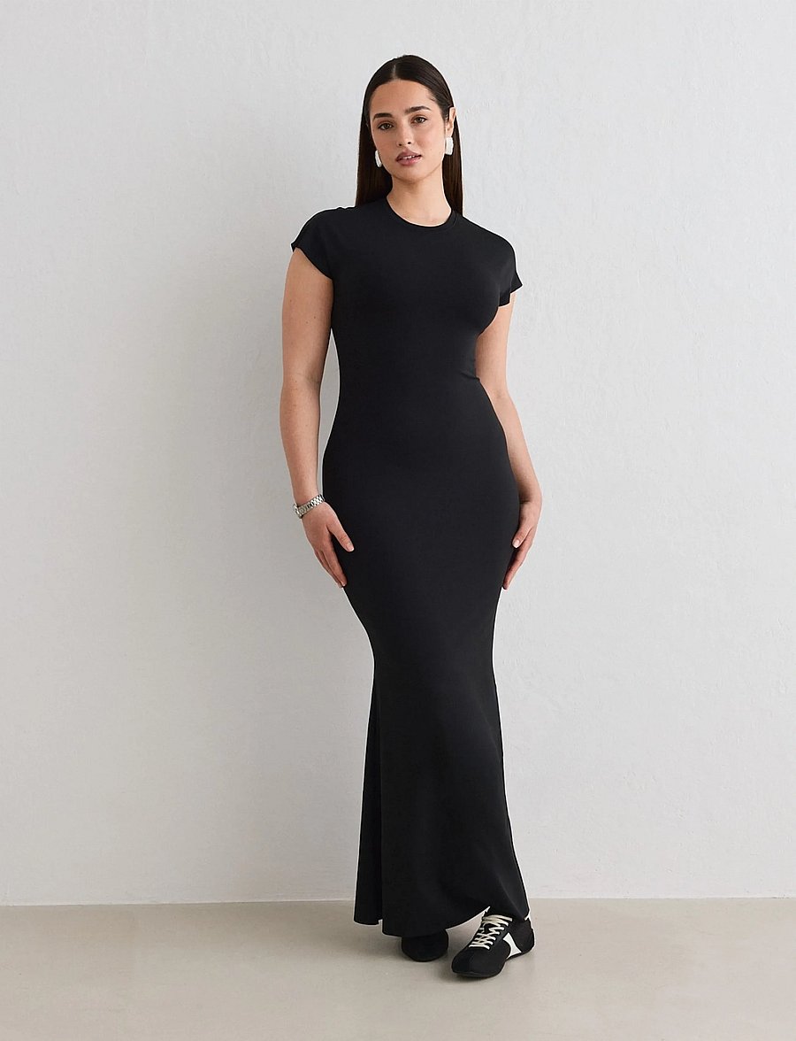 aim´n - Sense Mermaid Cap Sleeve Dress - kjoler & nederdele - black - 0