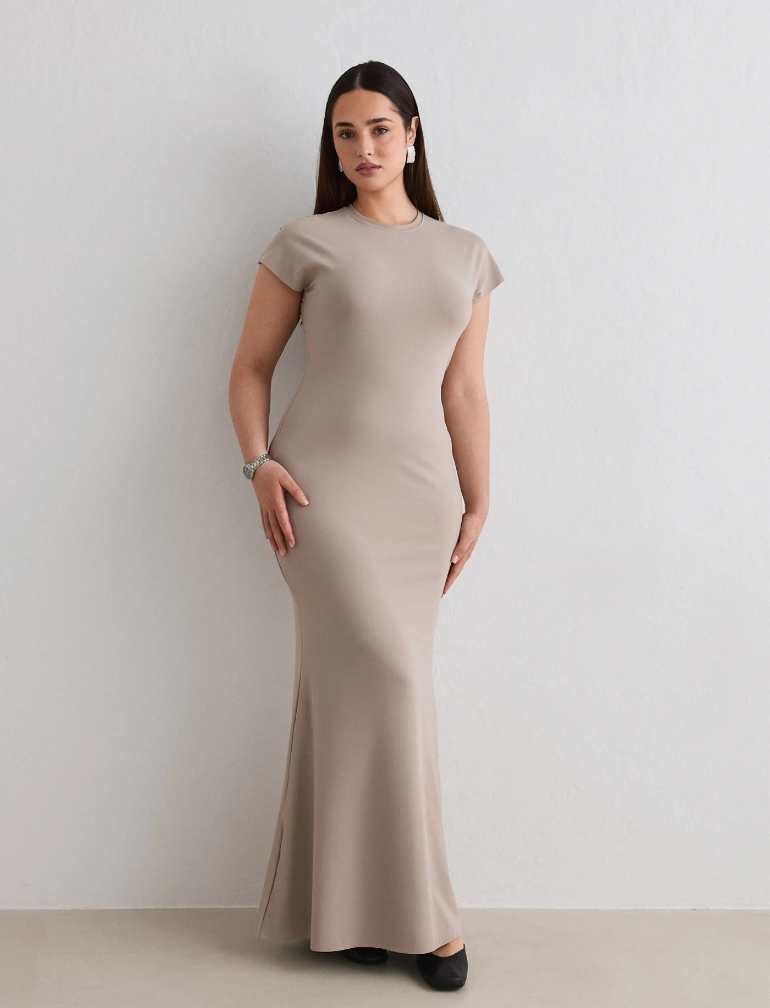 aim ́n Sense Mermaid Cap Sleeve Dress, M, Beige, Sport Kjoler Og Nederdele > Sport Dresses, Dame