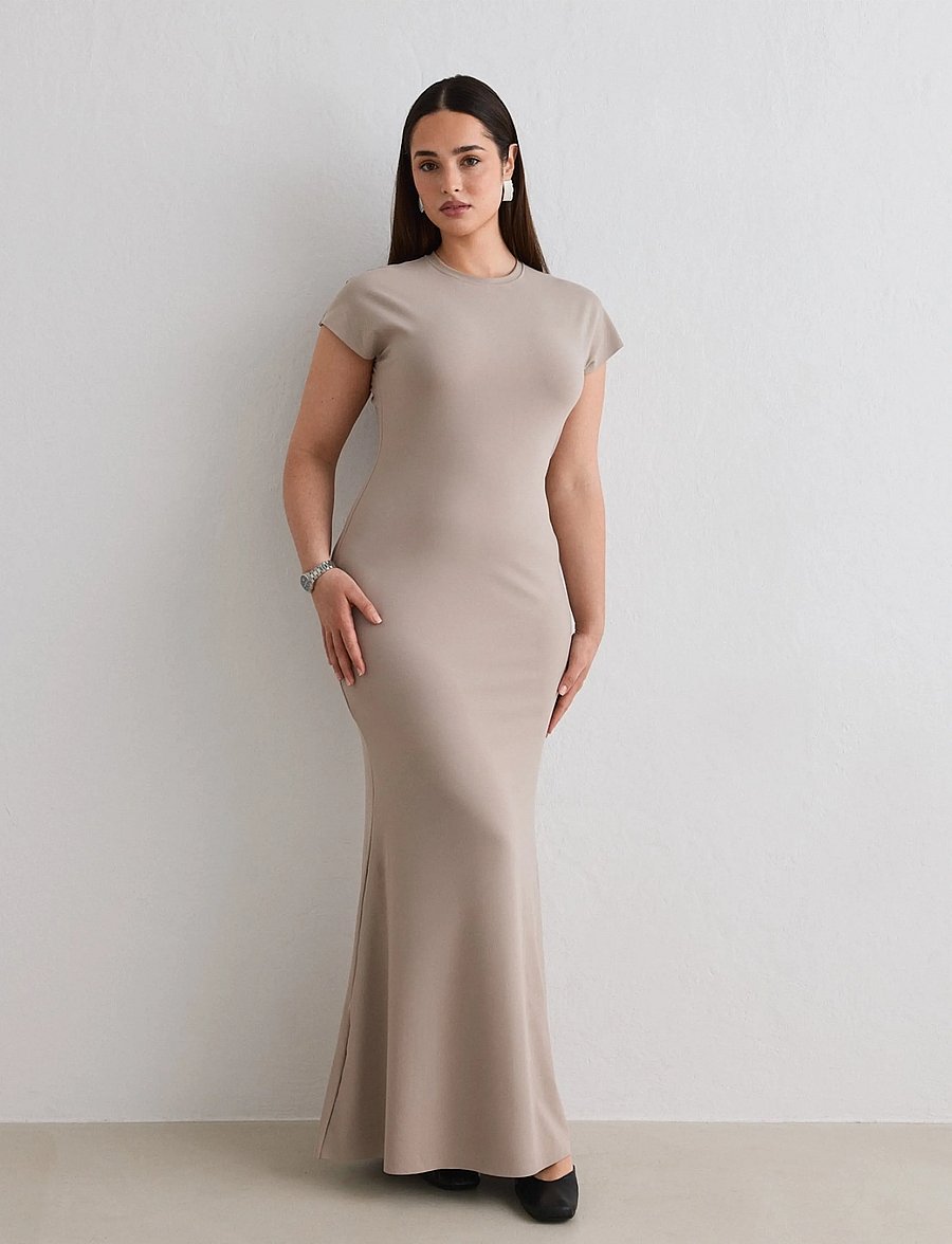 aim´n - Sense Mermaid Cap Sleeve Dress - dresses & skirts - dark clay - 0