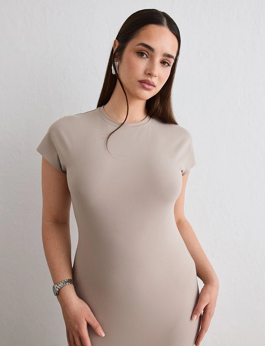 aim´n - Sense Mermaid Cap Sleeve Dress - dresses & skirts - dark clay - 3