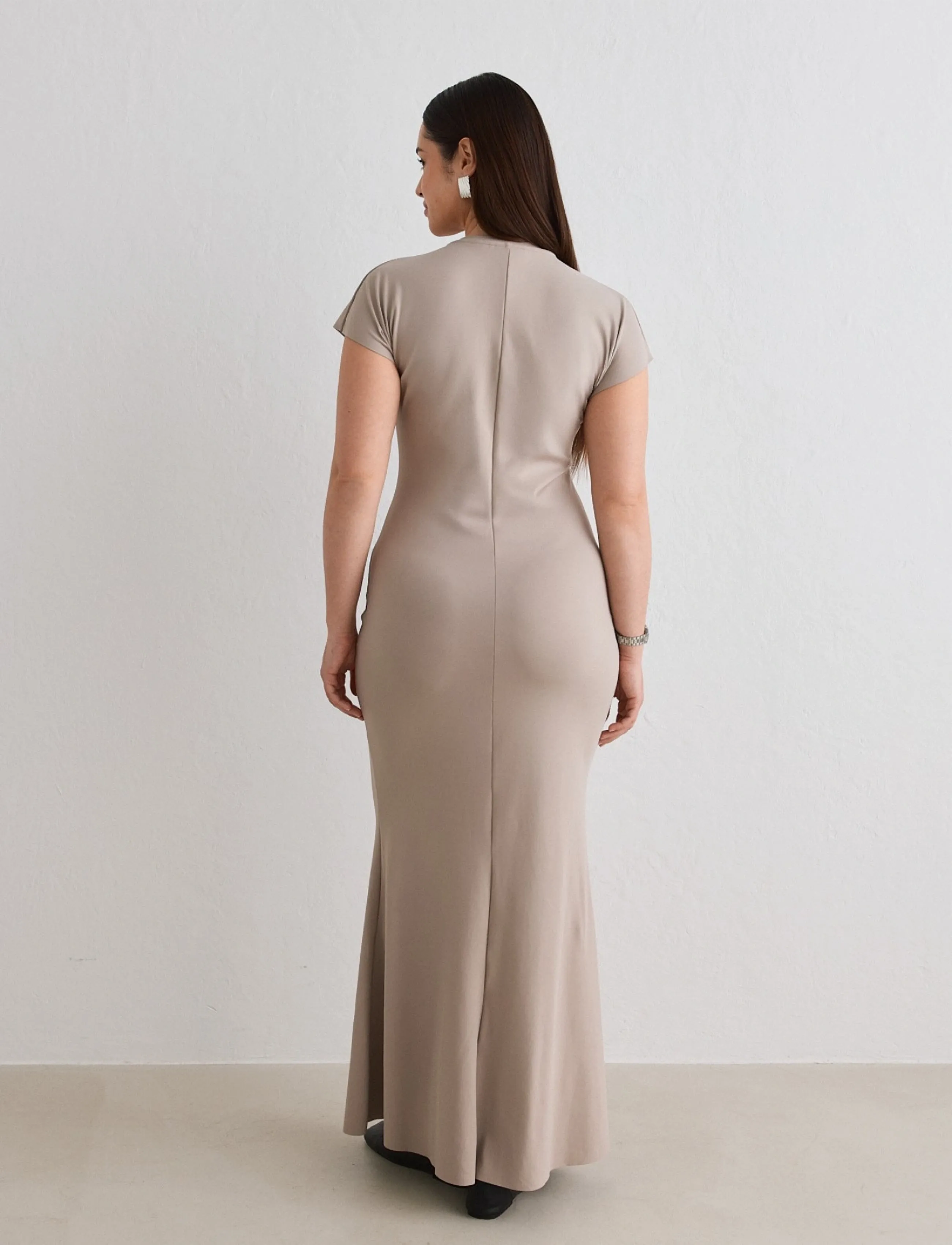 aim´n - Sense Mermaid Cap Sleeve Dress - kleider & röcke - dark clay - 4