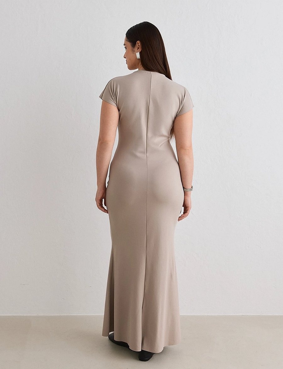 aim´n - Sense Mermaid Cap Sleeve Dress - dresses & skirts - dark clay - 4