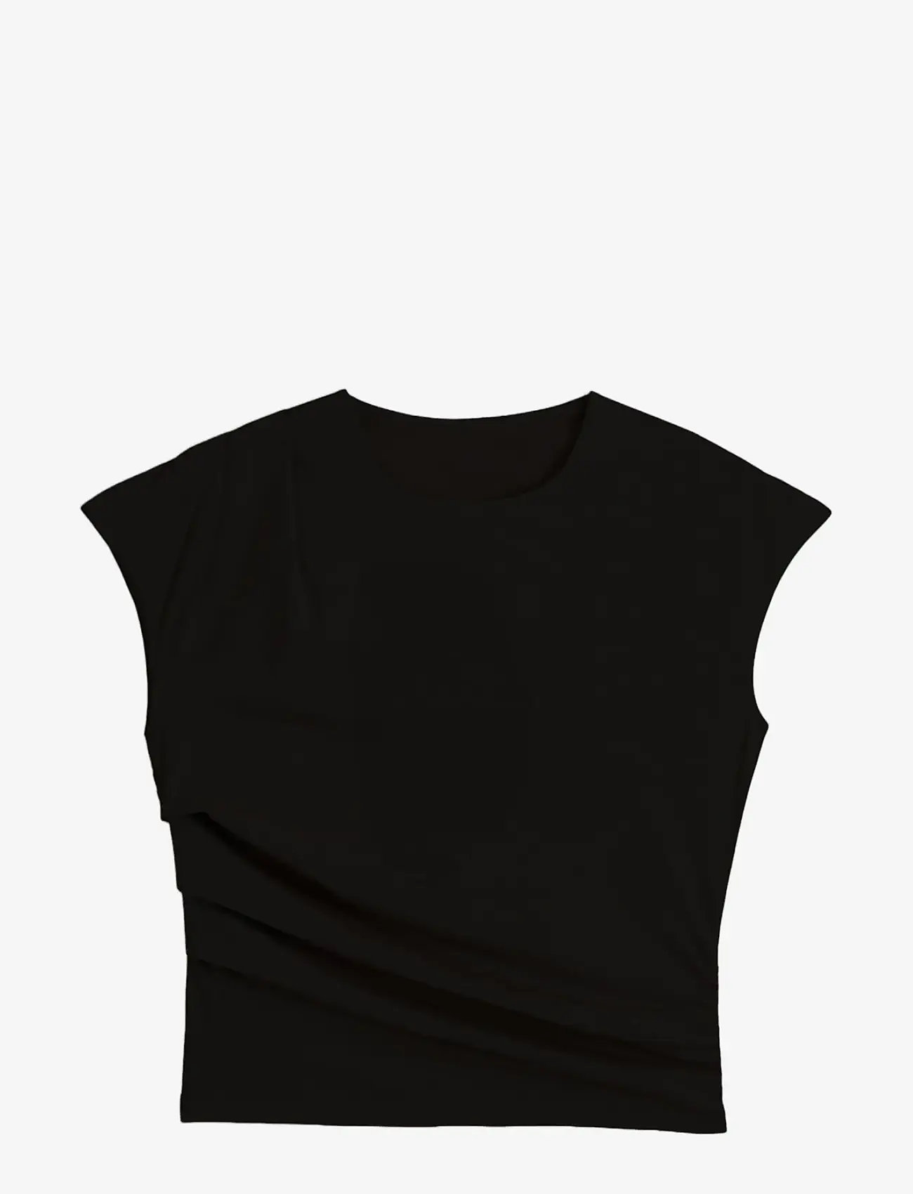 aim´n - Luminous Draped Short Sleeve - t-särgid - black - 1