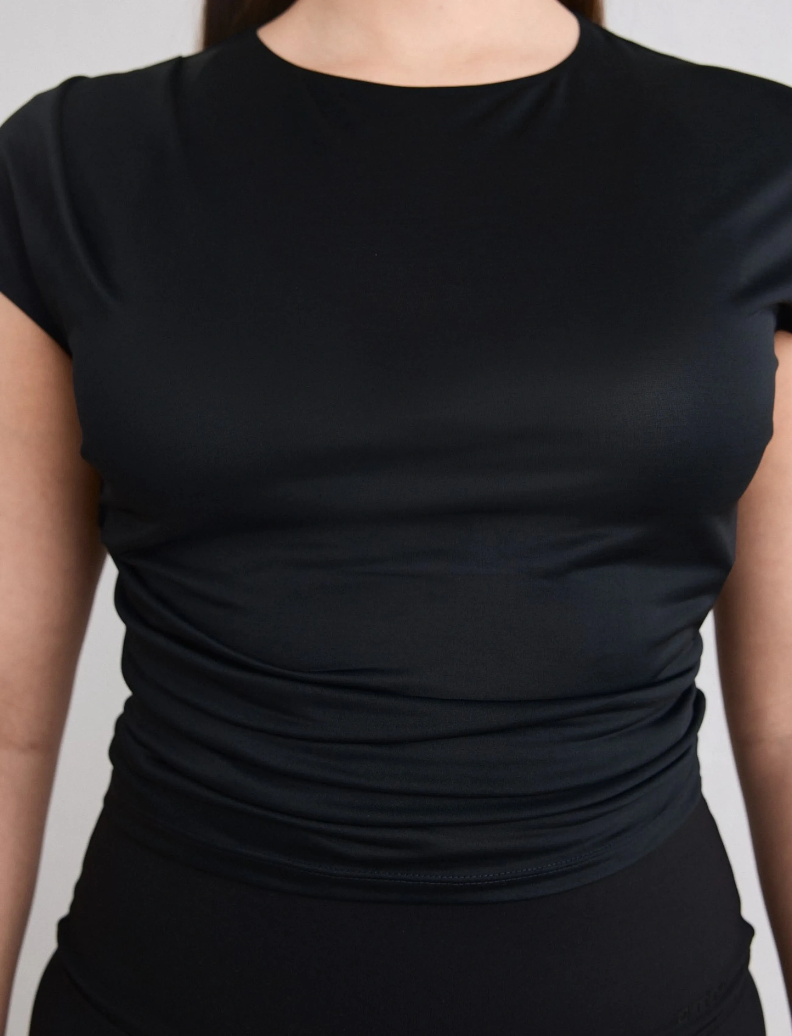 aim´n - Luminous Draped Short Sleeve - t-skjorter - black - 3