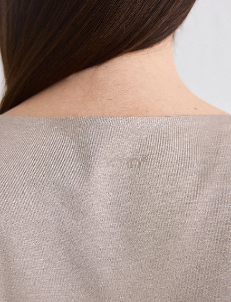 aim´n - Luminous Draped Short Sleeve - t-särgid - dark clay - 3