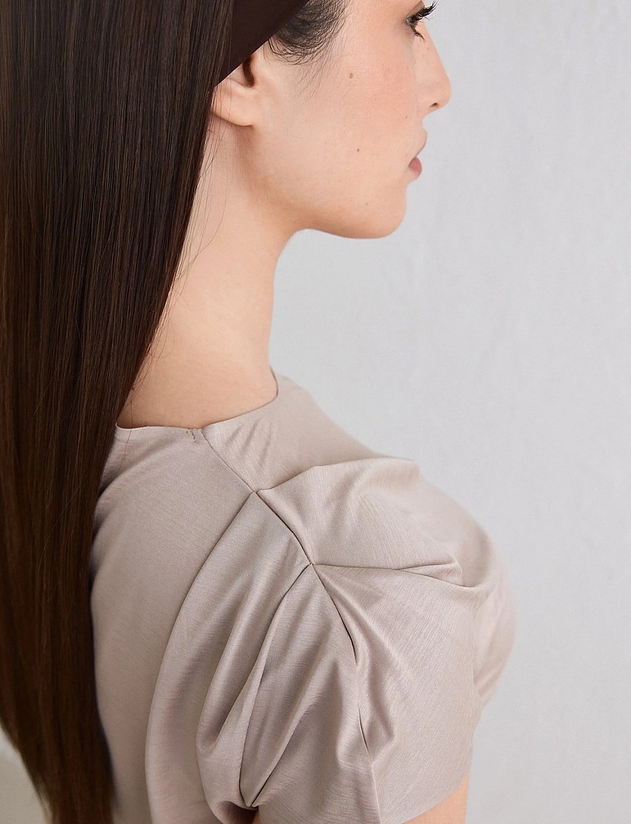 aim´n - Luminous Draped Short Sleeve - t-särgid - dark clay - 4