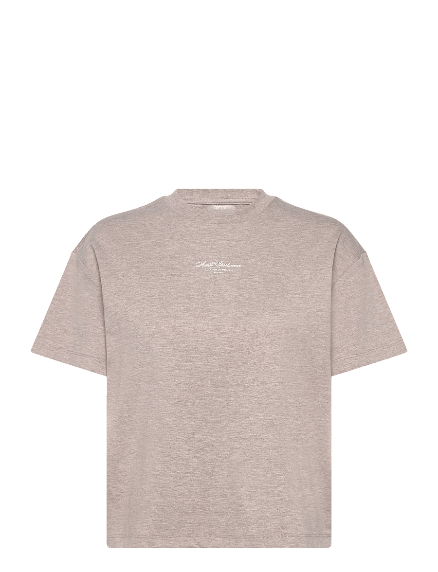 aim´n - Script Boxy T-shirt - t-shirts - espresso melange - 1