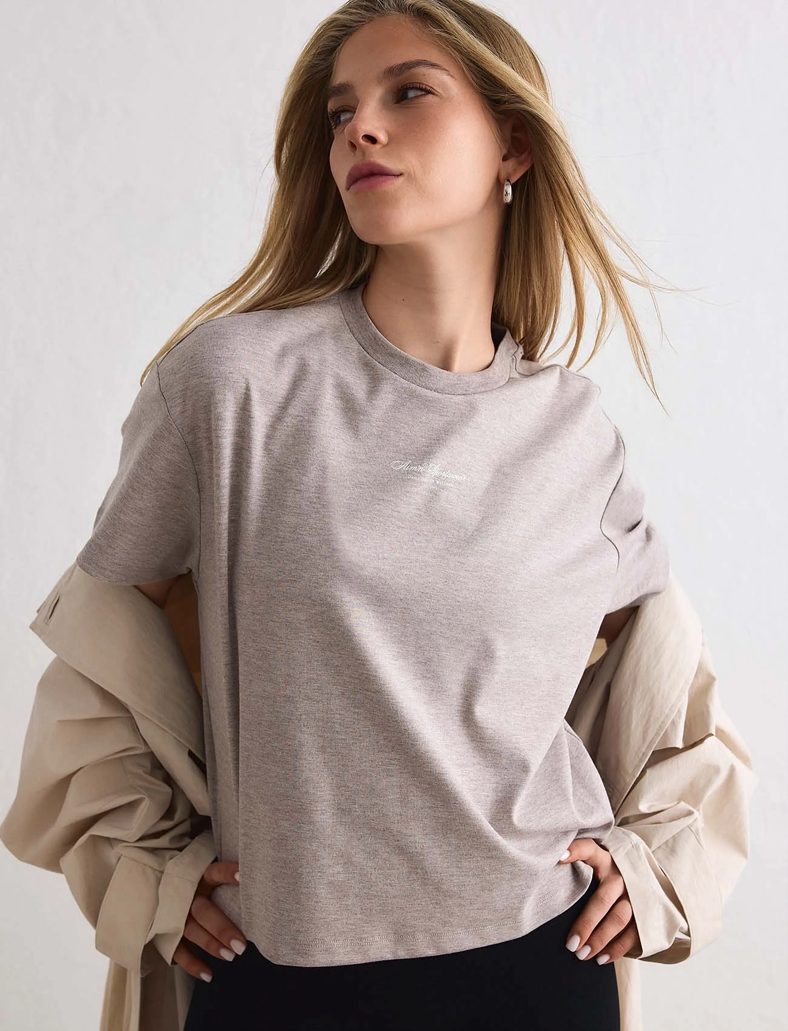 aim´n - Script Boxy T-shirt - t-shirts - espresso melange - 3