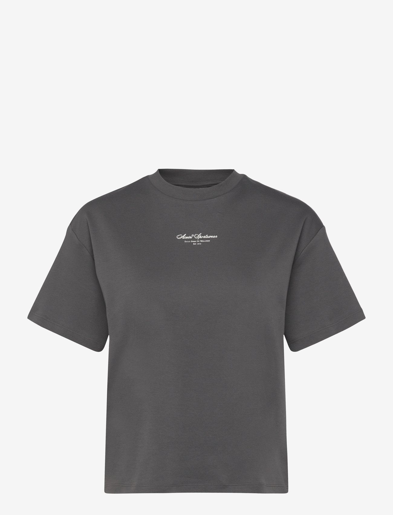 aim´n - Script Boxy T-shirt - t-shirts - shadow grey - 1