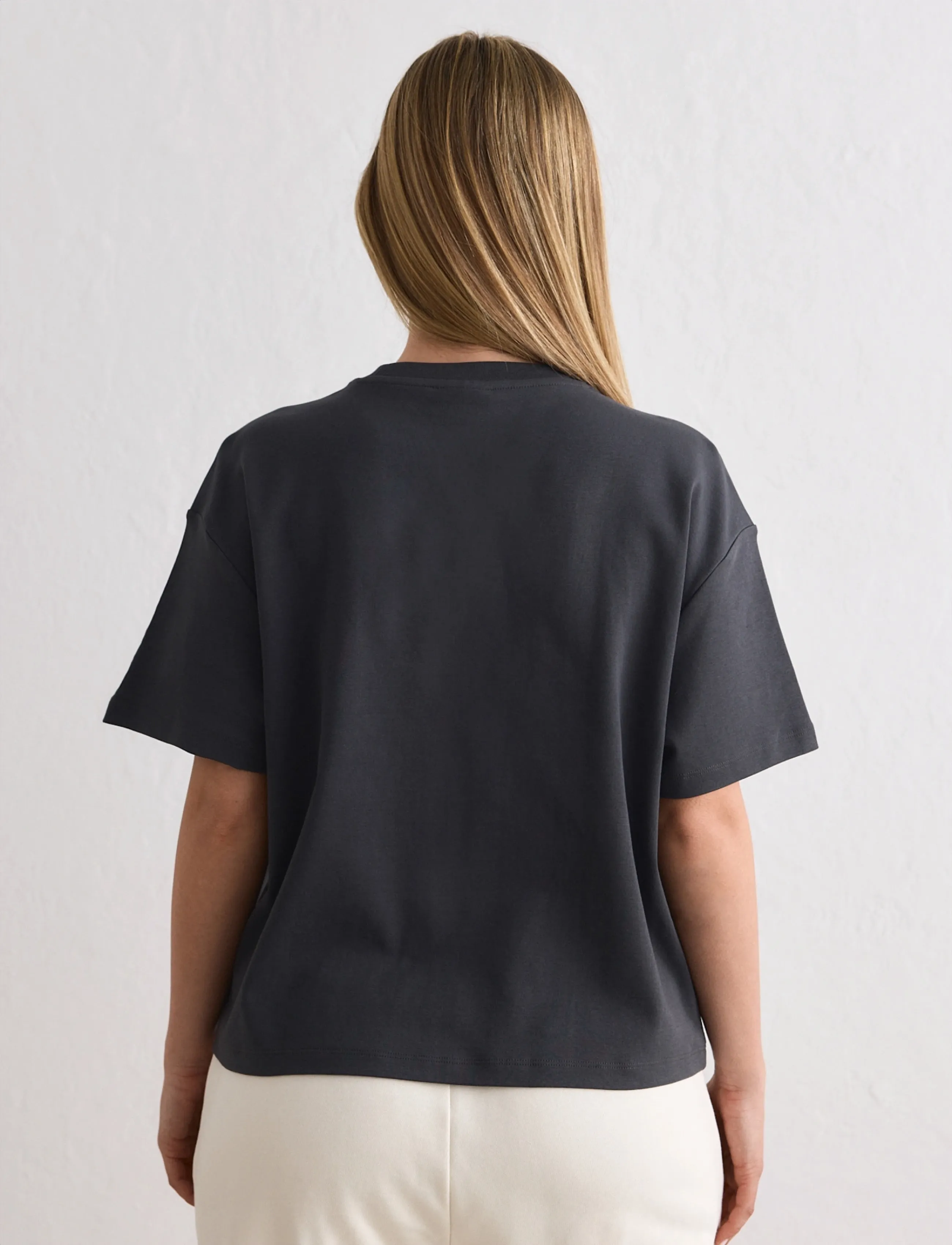 aim´n - Script Boxy T-shirt - t-shirts - shadow grey - 3