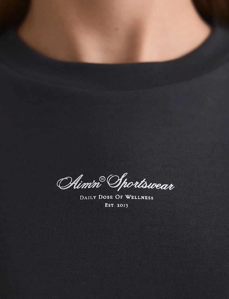 aim´n - Script Boxy T-shirt - t-shirts - shadow grey - 4