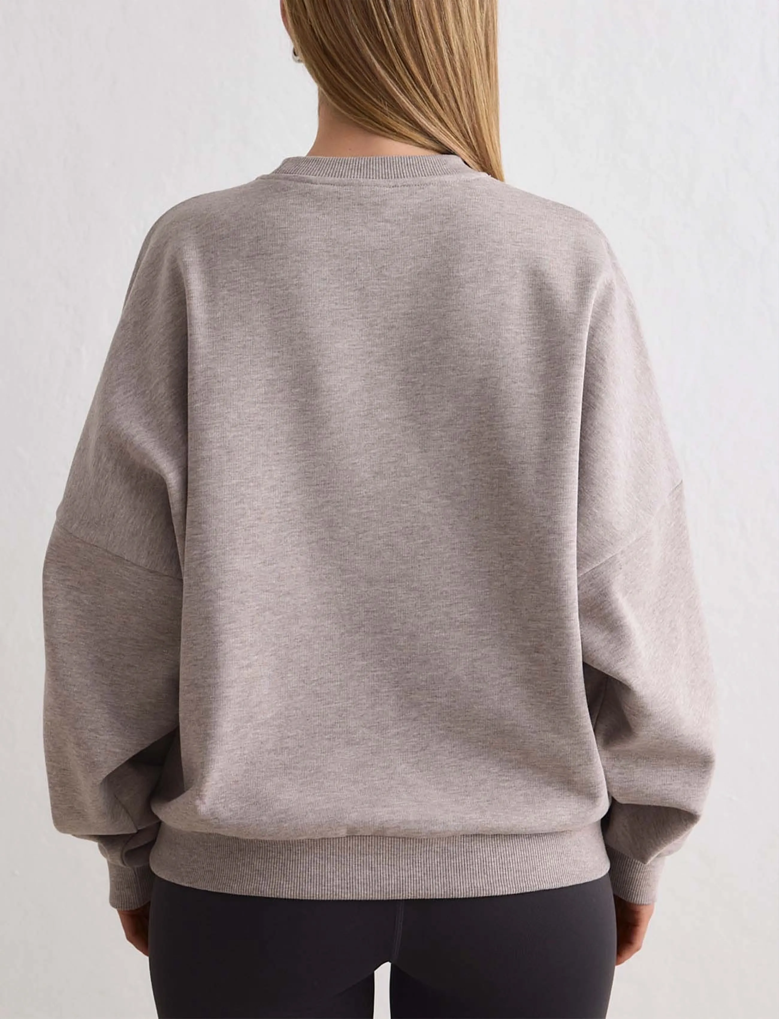 aim´n - Script Sweatshirt - dressipluusid - espresso melange - 4