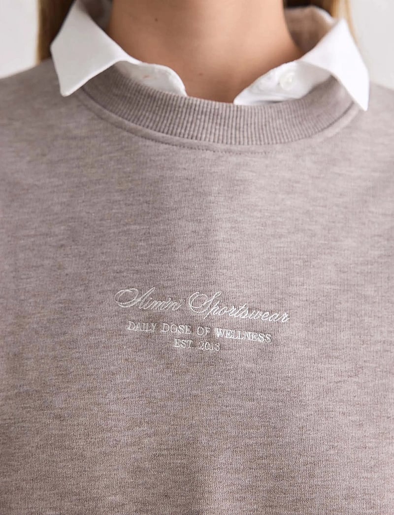 aim´n - Script Sweatshirt - tops - espresso melange - 5