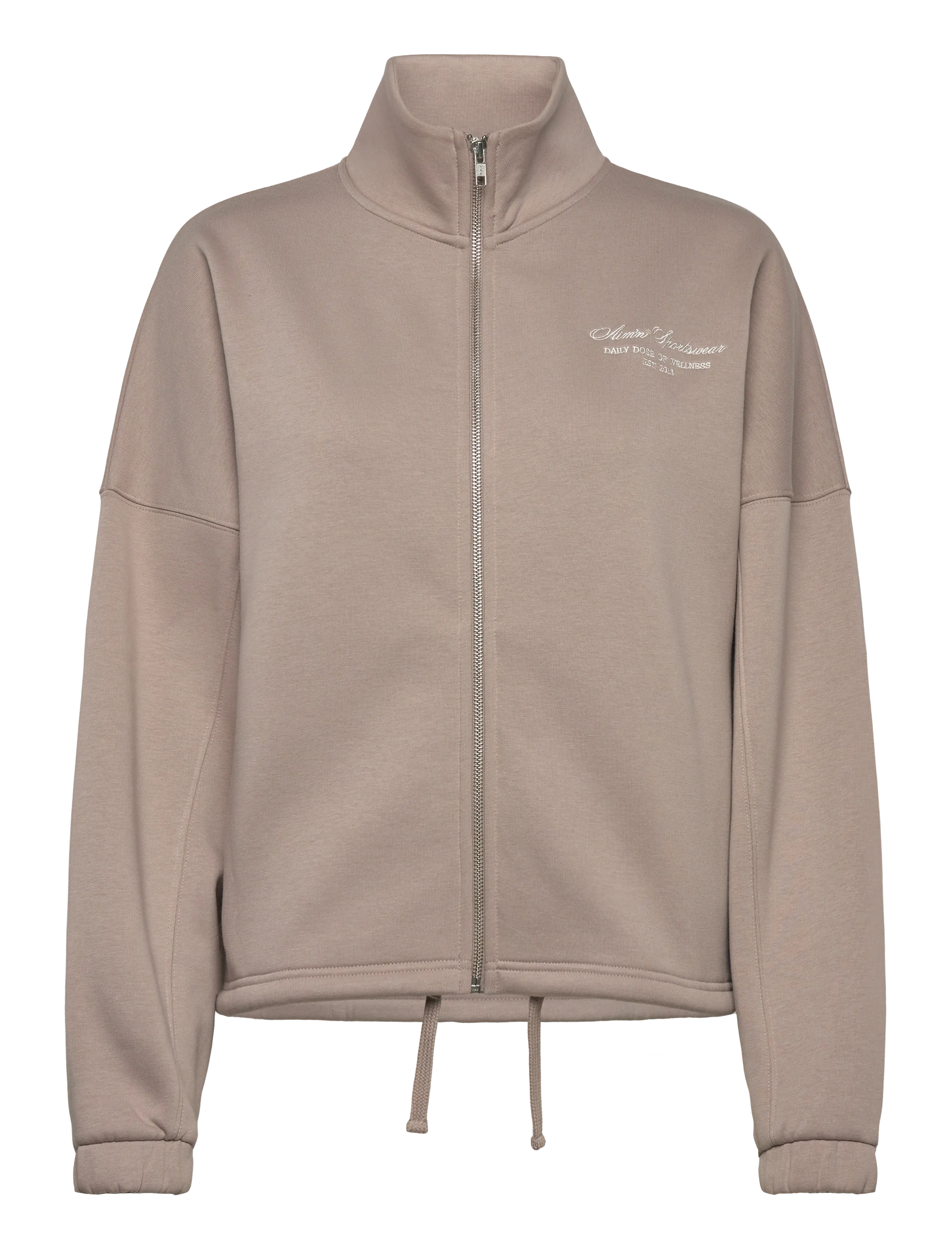 aim´n Script Zip Jacket - Överdelar - DARK CLAY / beige