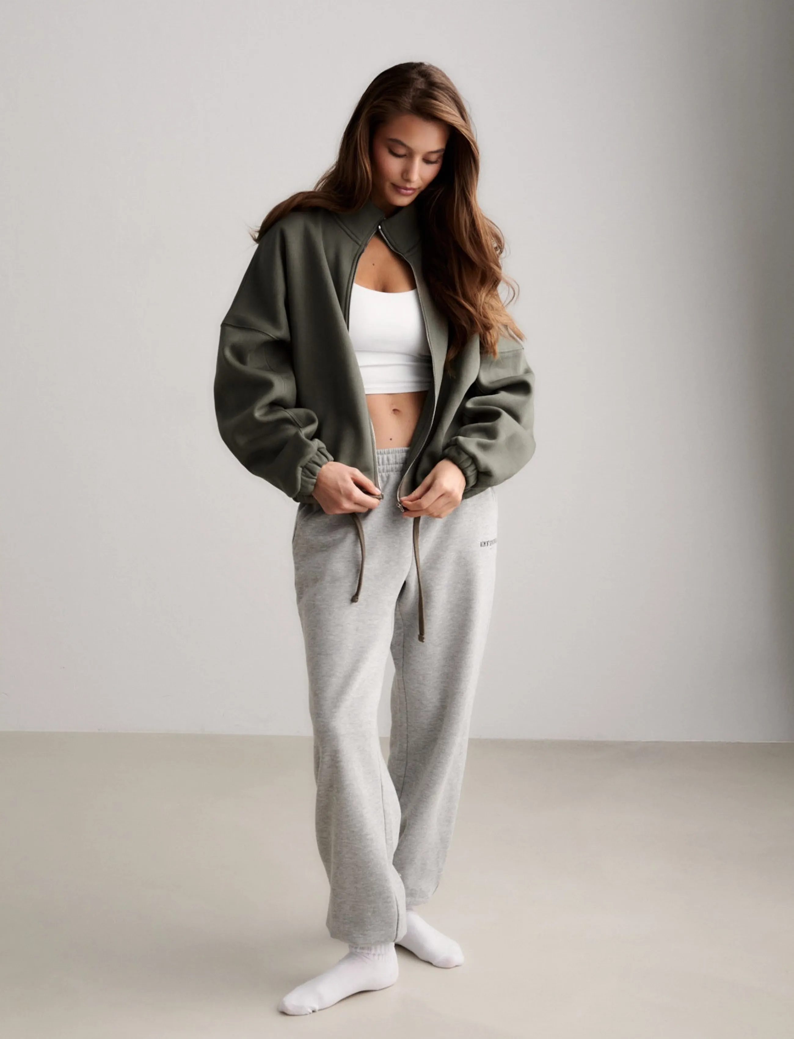 aim´n - Script Zip Jacket - sweatshirts - ivy - 2