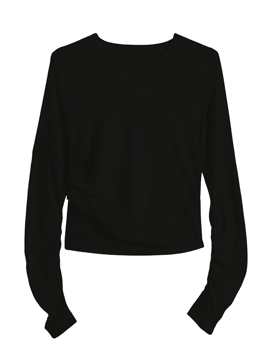 aim´n - Luminous Draped Long Sleeve - langarmshirts - black - 1