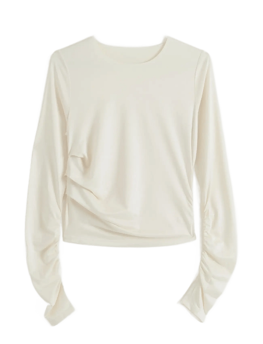 aim´n - Luminous Draped Long Sleeve - langarmshirts - off white - 1
