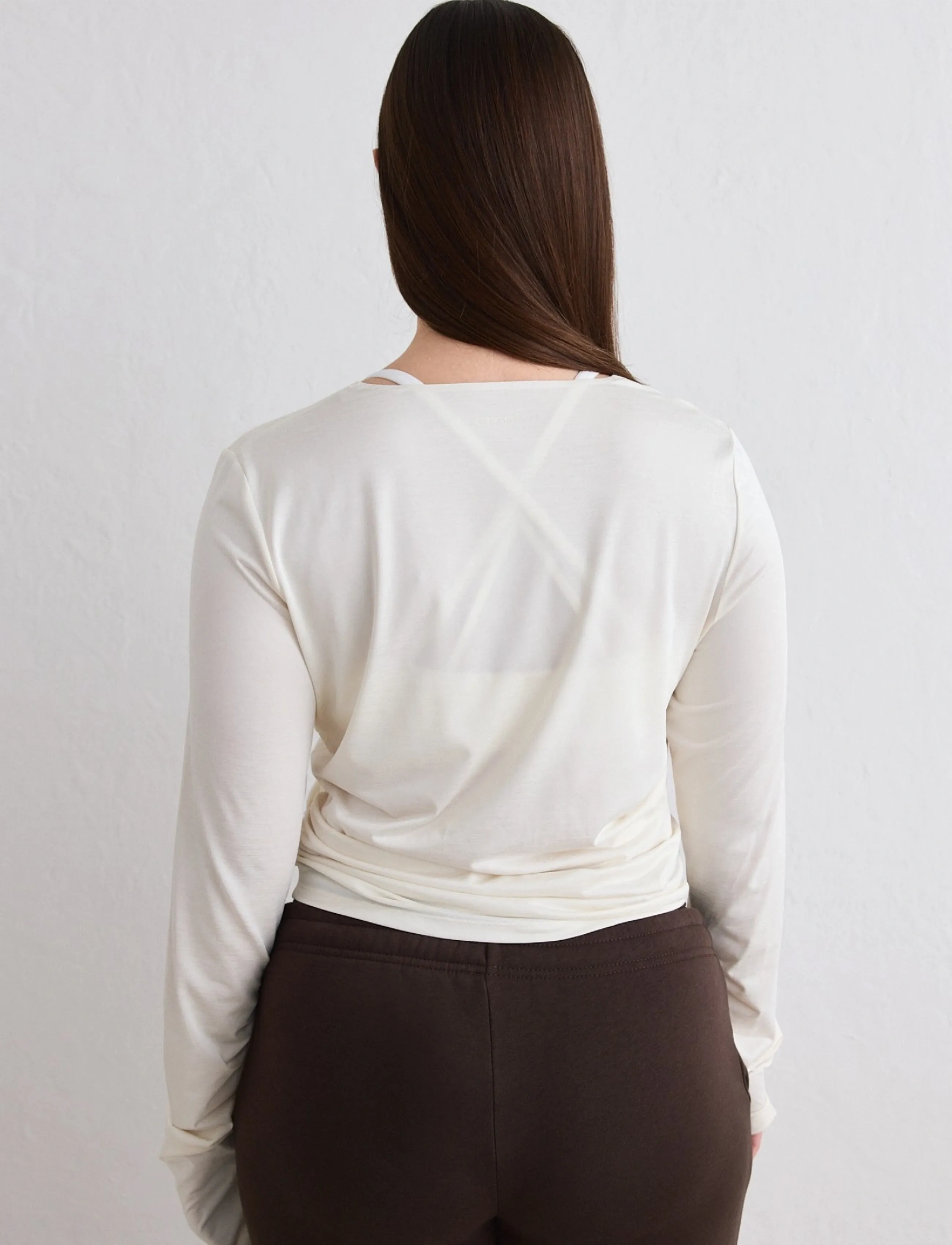 aim´n - Luminous Draped Long Sleeve - langarmshirts - off white - 3