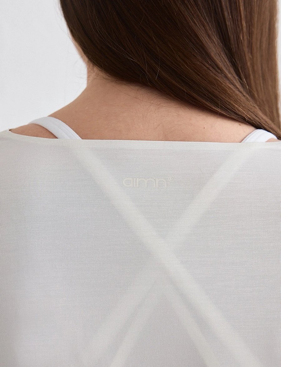aim´n - Luminous Draped Long Sleeve - langarmshirts - off white - 4