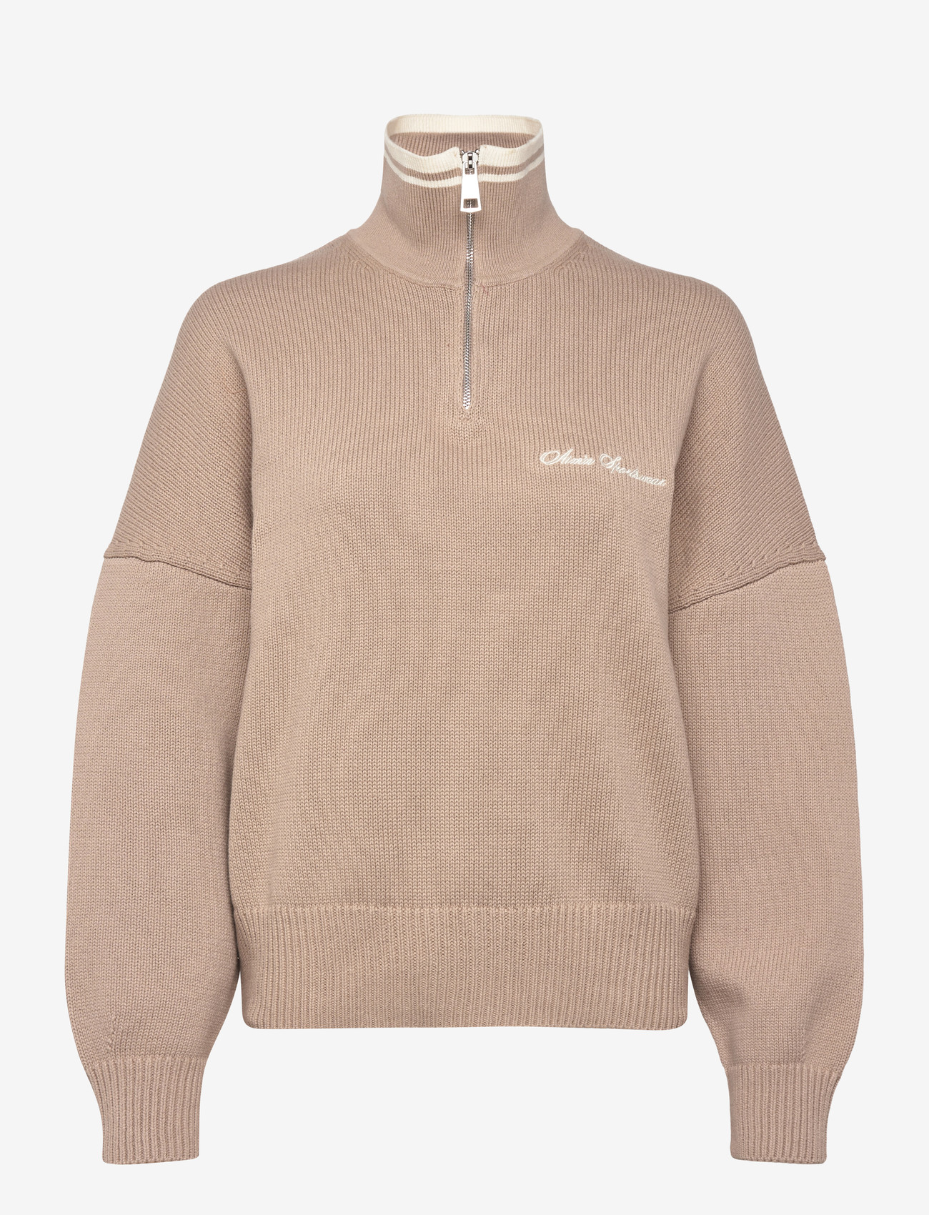 aim´n - Cotton Knit Half Zip - sweatshirts - dark clay - 1