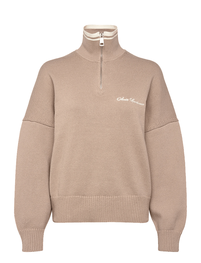 aim´n - Cotton Knit Half Zip - sweatshirts - dark clay - 1