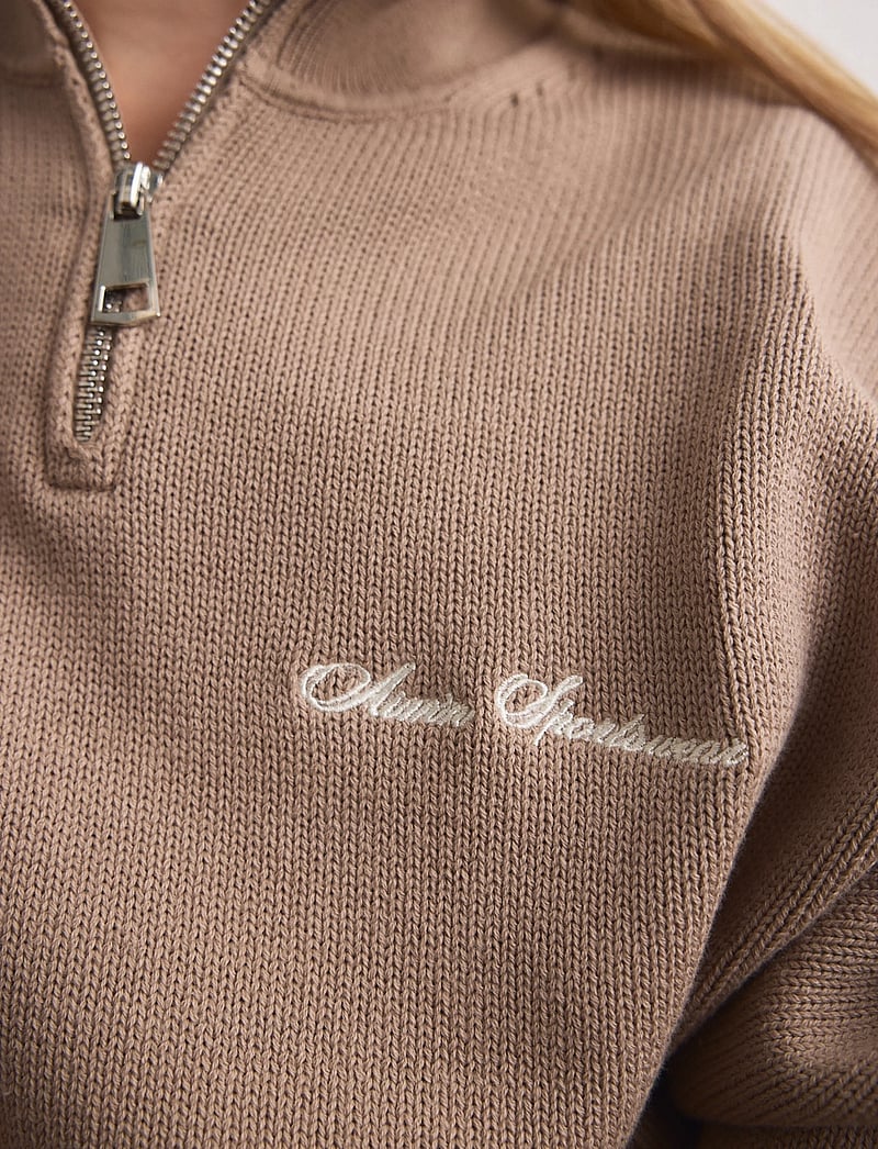 aim´n - Cotton Knit Half Zip - sweatshirts - dark clay - 4