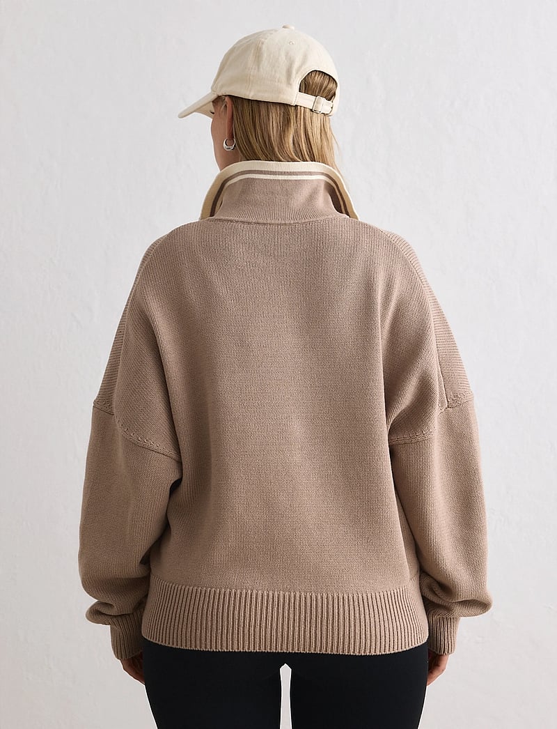 aim´n - Cotton Knit Half Zip - sweatshirts - dark clay - 5