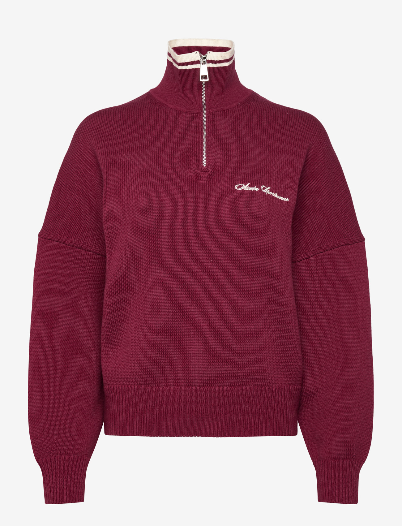 aim´n - Cotton Knit Half Zip - sweatshirts - ruby - 1