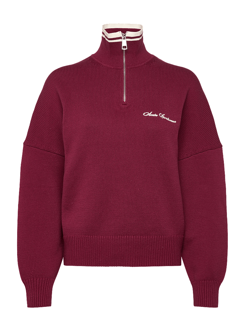 aim´n - Cotton Knit Half Zip - sweatshirts - ruby - 1
