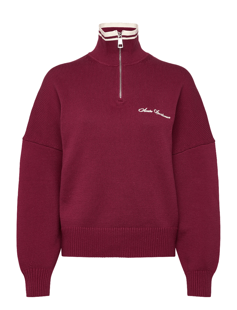 aim´n - Cotton Knit Half Zip - sweatshirts - ruby - 1