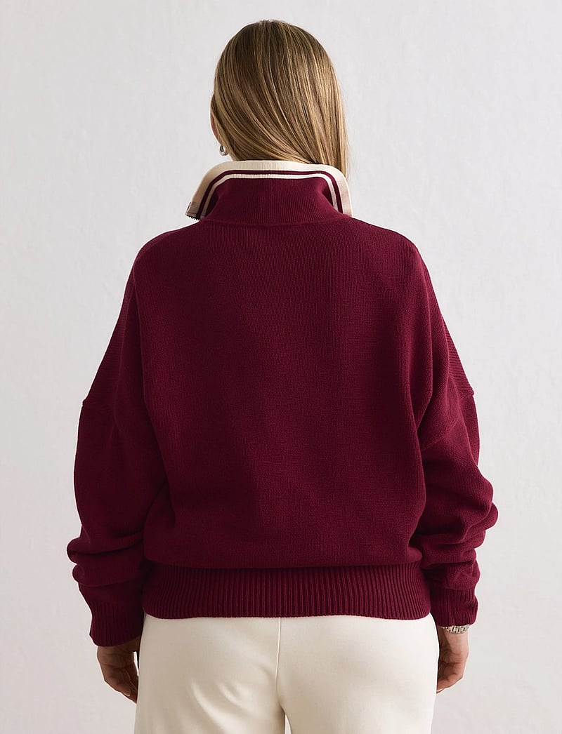 aim´n - Cotton Knit Half Zip - sweatshirts - ruby - 4