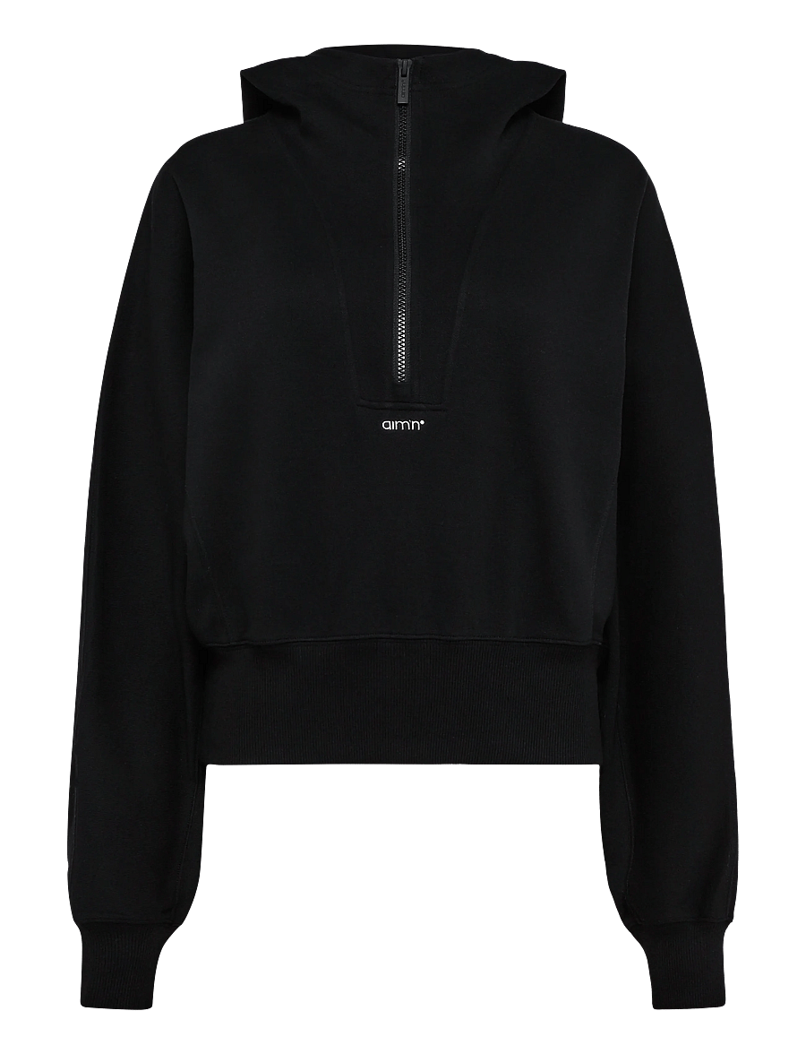 aim´n - Sportif Half Zip Hood - huvtröjor - black - 0