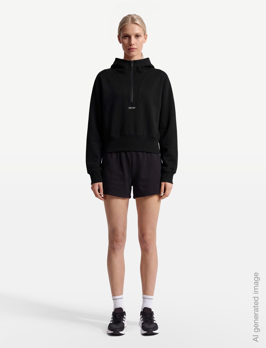 aim´n - Sportif Half Zip Hood - kapuutsiga dressipluusid - black - 0