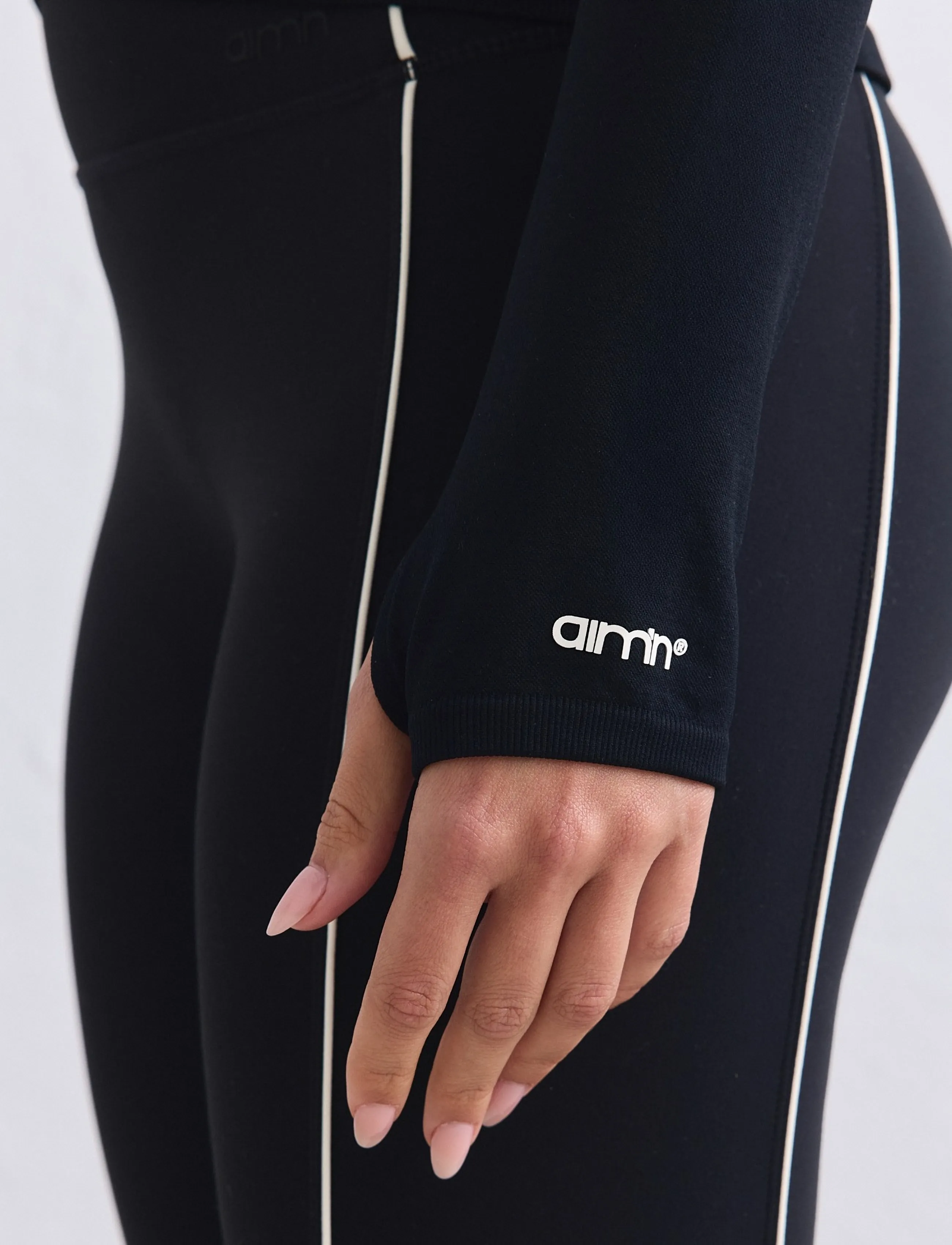 aim´n - Shape Seamless Contrast Zip Jacket - training jackets - black - 3