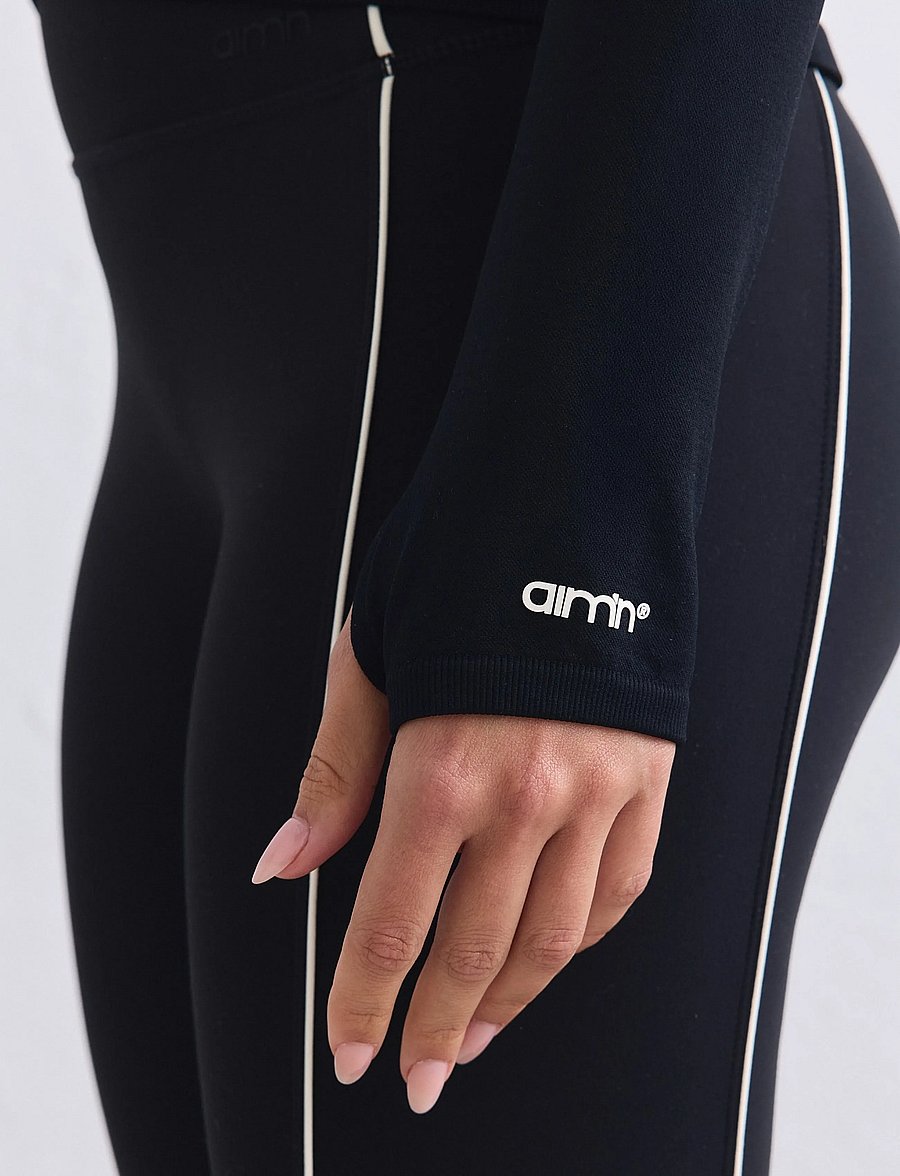 aim´n - Shape Seamless Contrast Zip Jacket - training jackets - black - 3