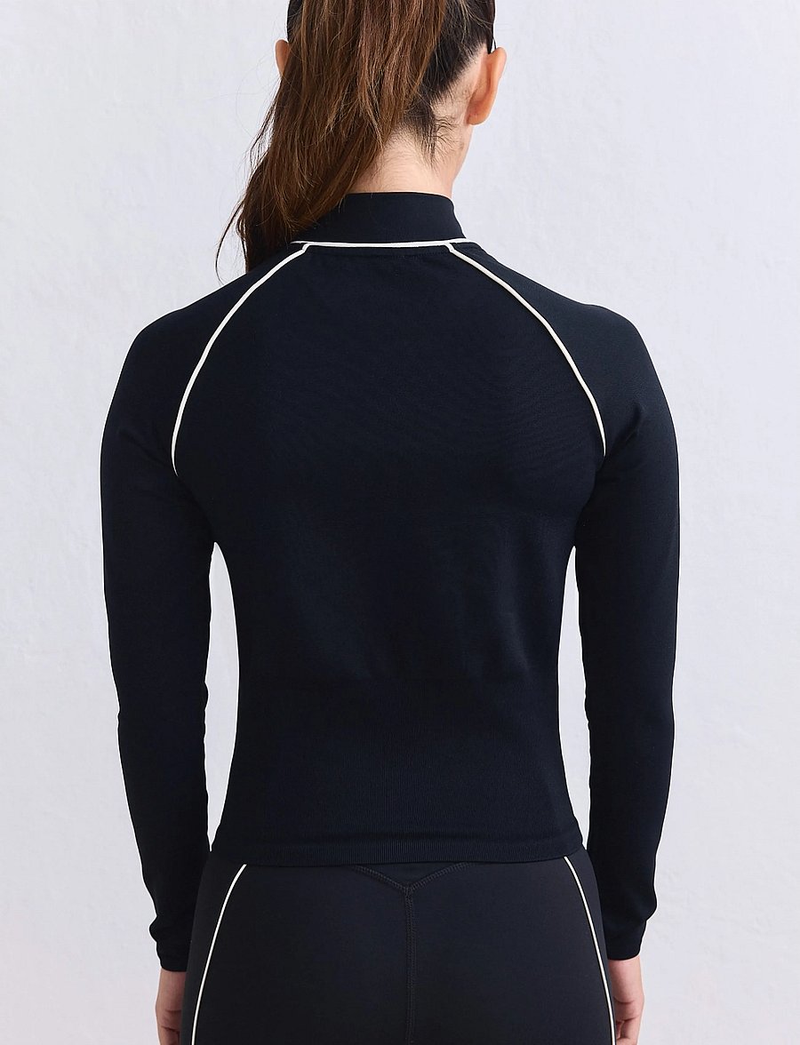 aim´n - Shape Seamless Contrast Zip Jacket - training jackets - black - 4