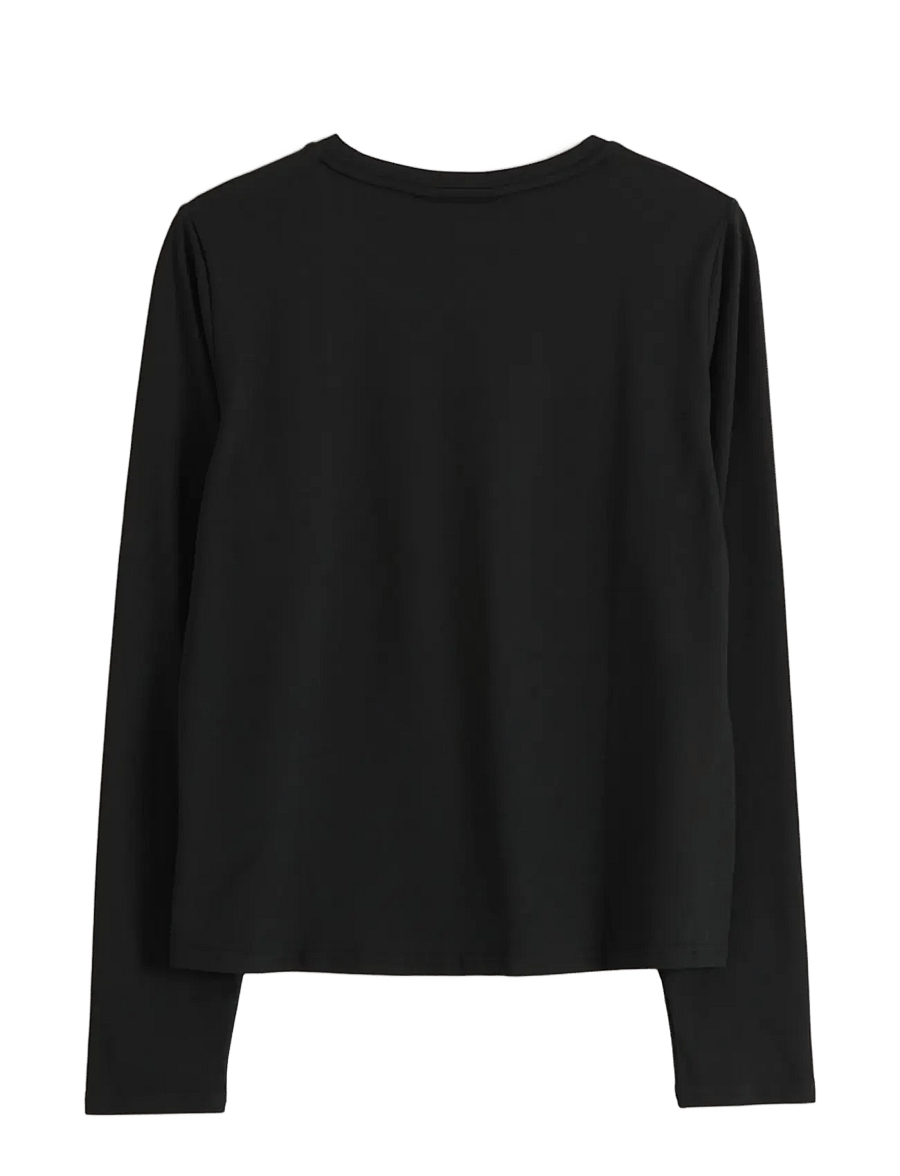 aim´n - Soft Basic Round-Neck Long Sleeve - langarmshirts - black - 2
