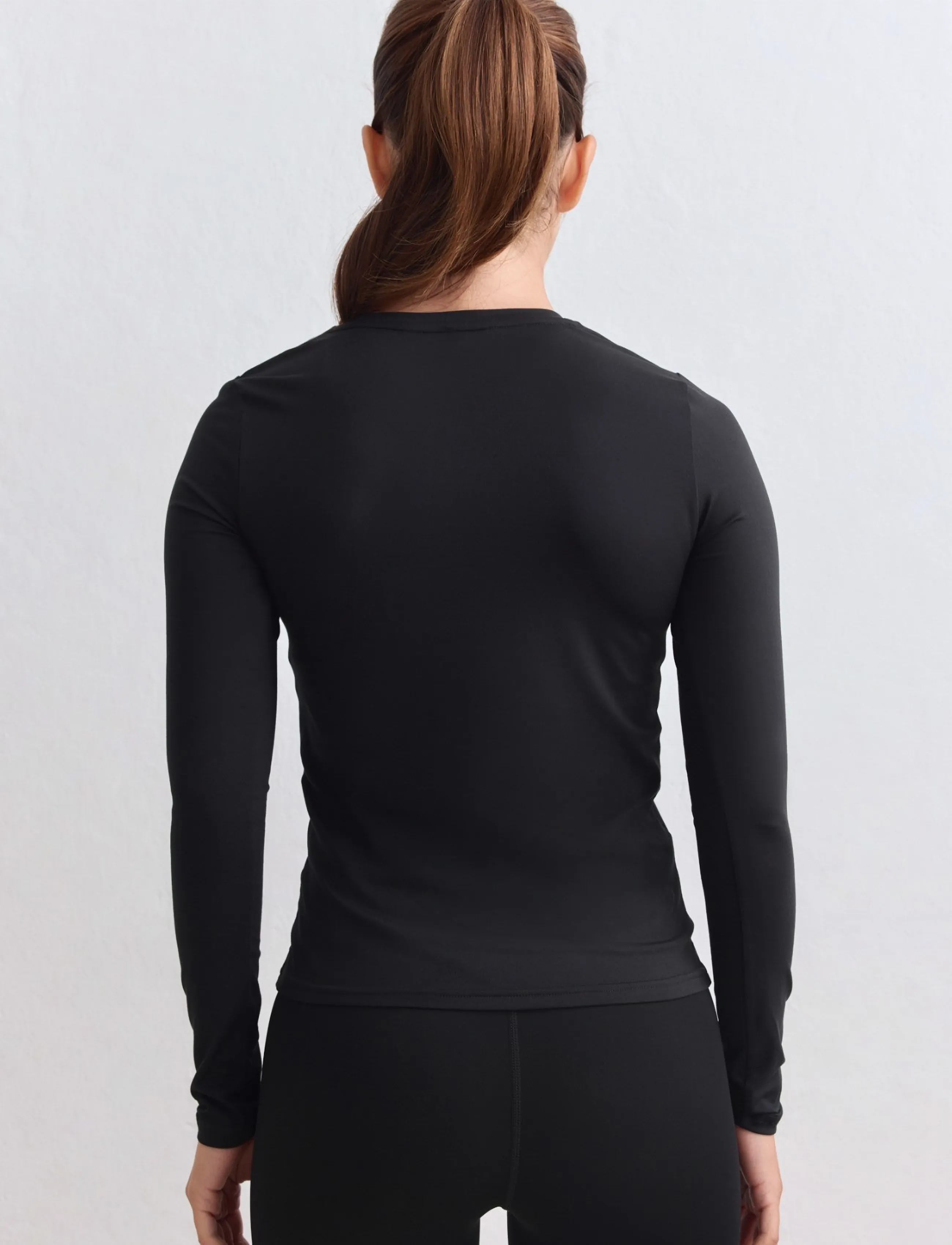 aim´n - Soft Basic Round-Neck Long Sleeve - longsleeved tops - black - 5