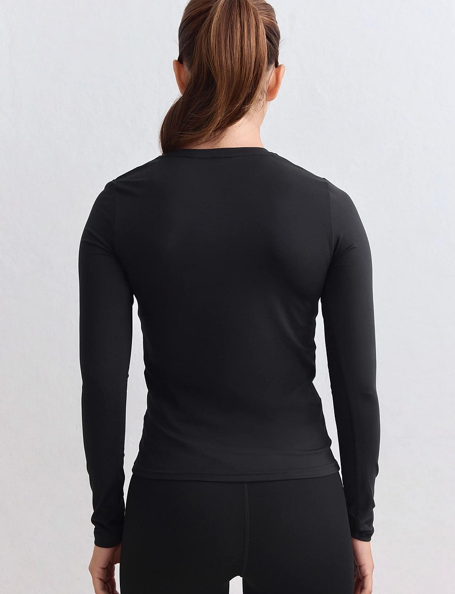 aim´n - Soft Basic Round-Neck Long Sleeve - langarmshirts - black - 5