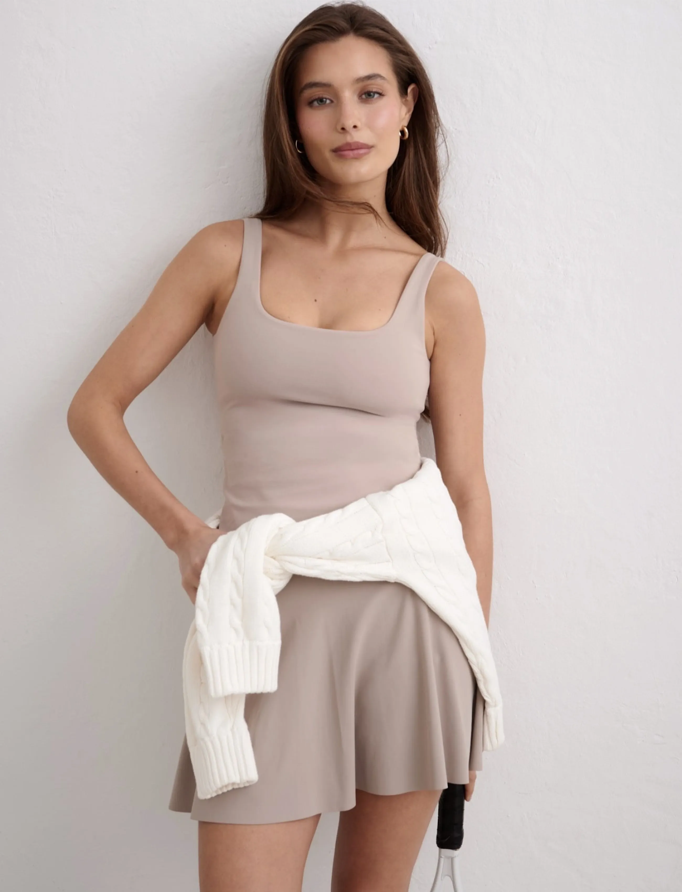 aim´n Sense Singlet - Hauts de sport - DARK CLAY / beige