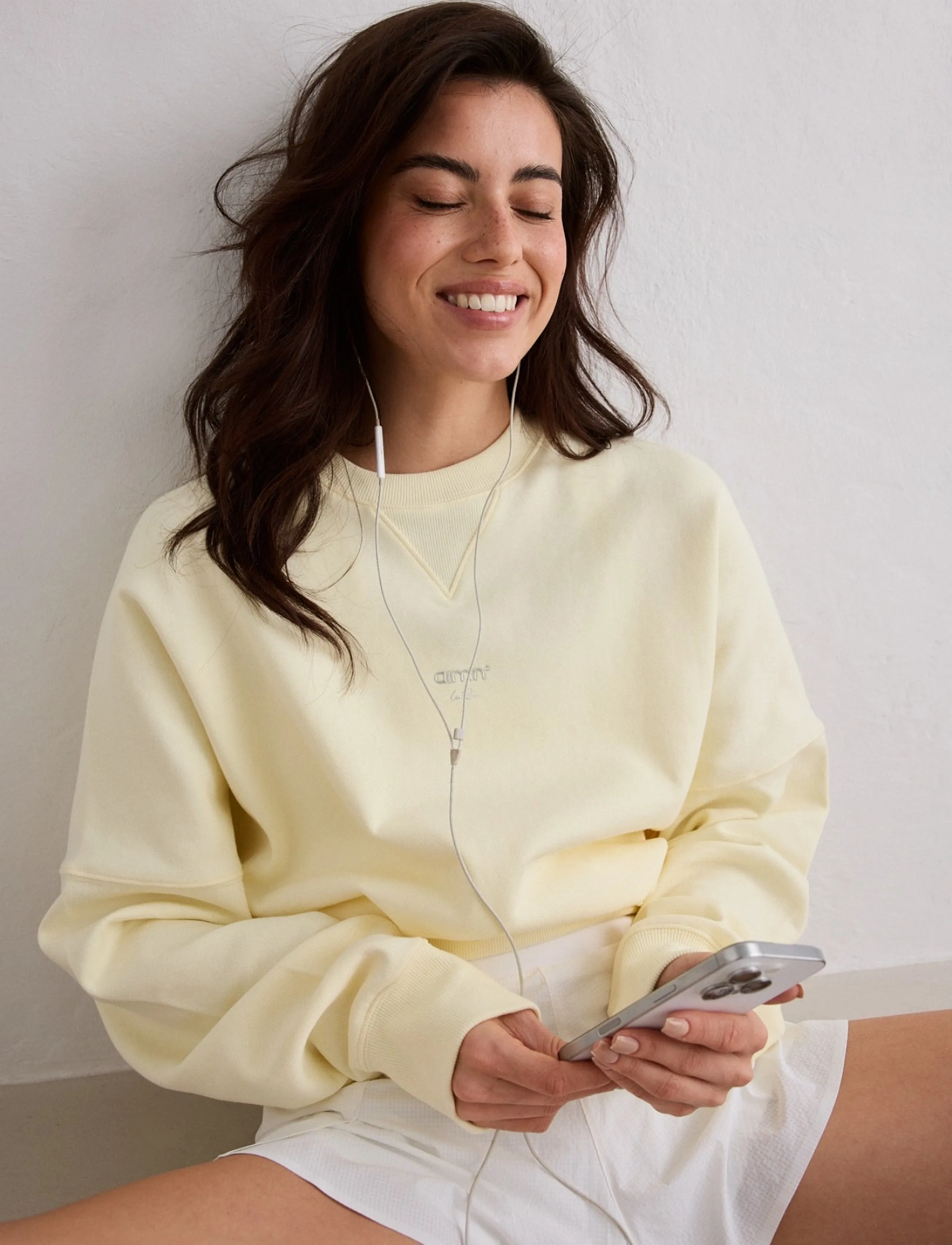 aim´n - Le Run Running Sweatshirt - dressipluusid - lemon white - 4